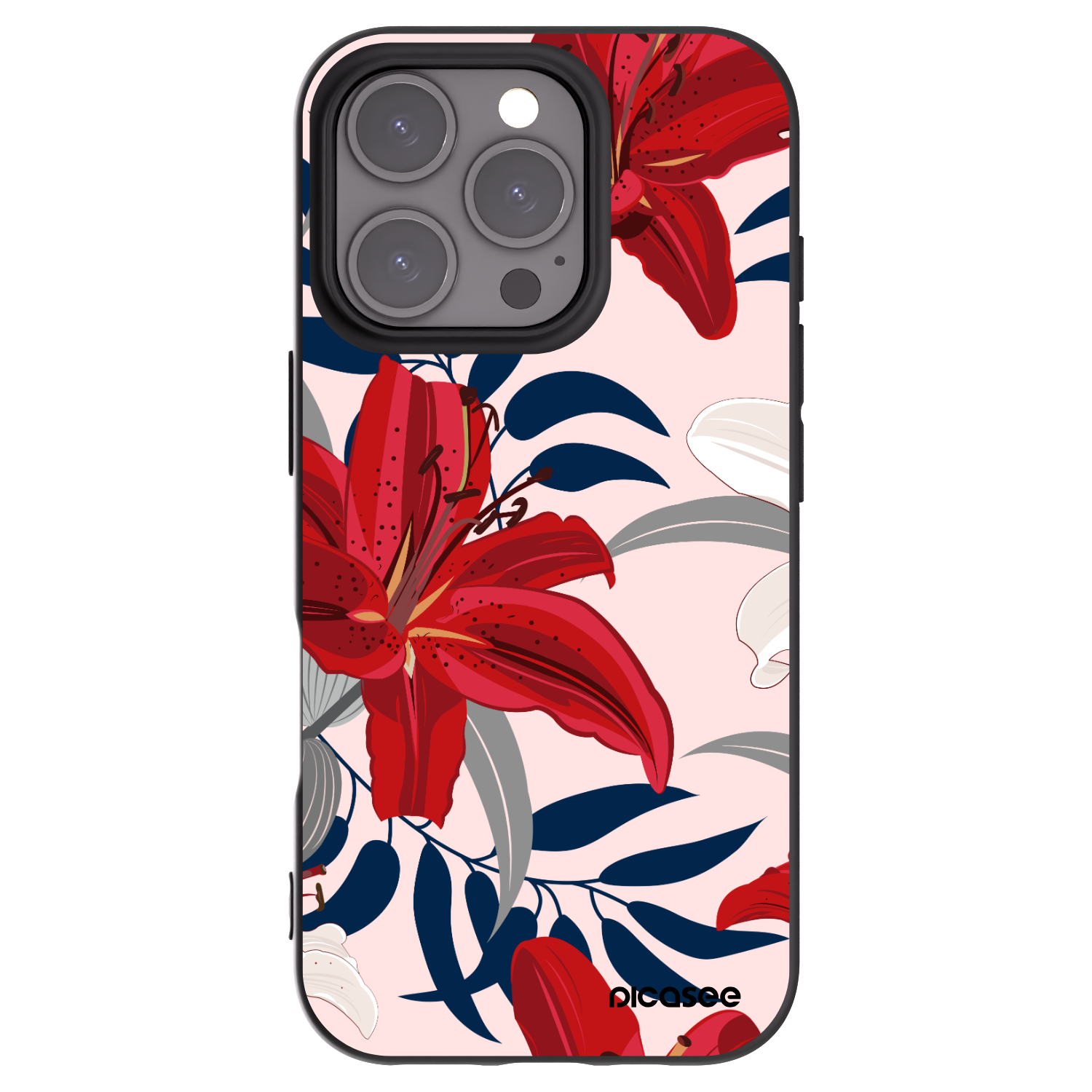 Picasee crna silikonska maskica za Apple iPhone 16 Pro - Red Lily