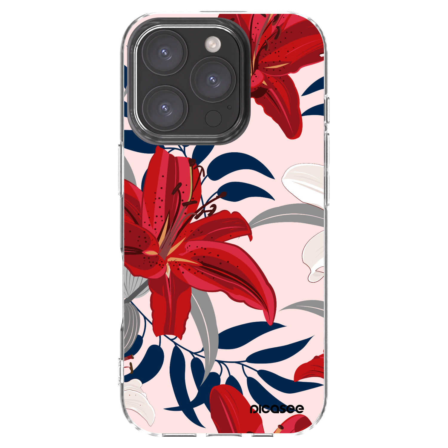 Picasee silikonska prozirna maskica za Apple iPhone 16 Pro - Red Lily