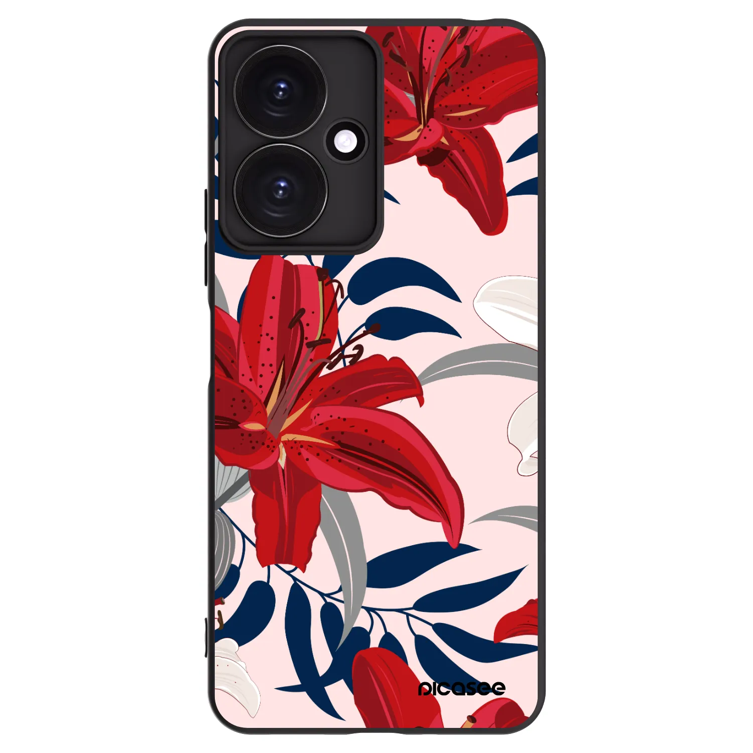 Picasee crna silikonska maskica za Xiaomi Redmi 13C 5G - Red Lily