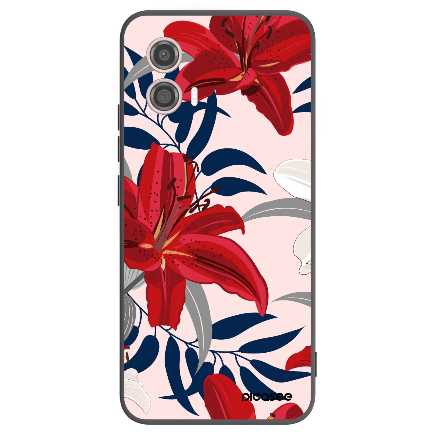 Picasee crna silikonska maskica za Motorola Moto G53 5G - Red Lily
