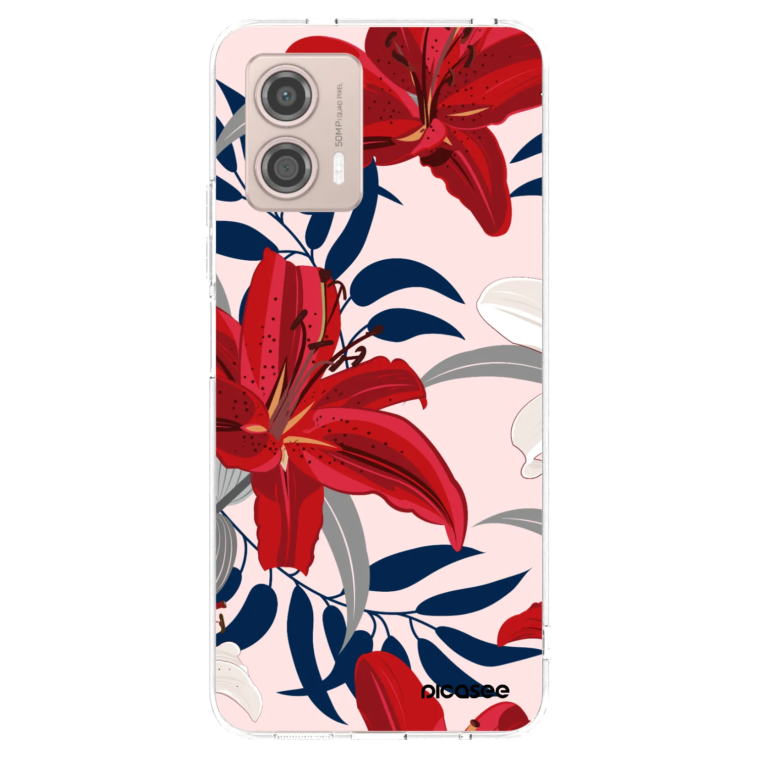 Picasee silikonska prozirna maskica za Motorola Moto G53 5G - Red Lily