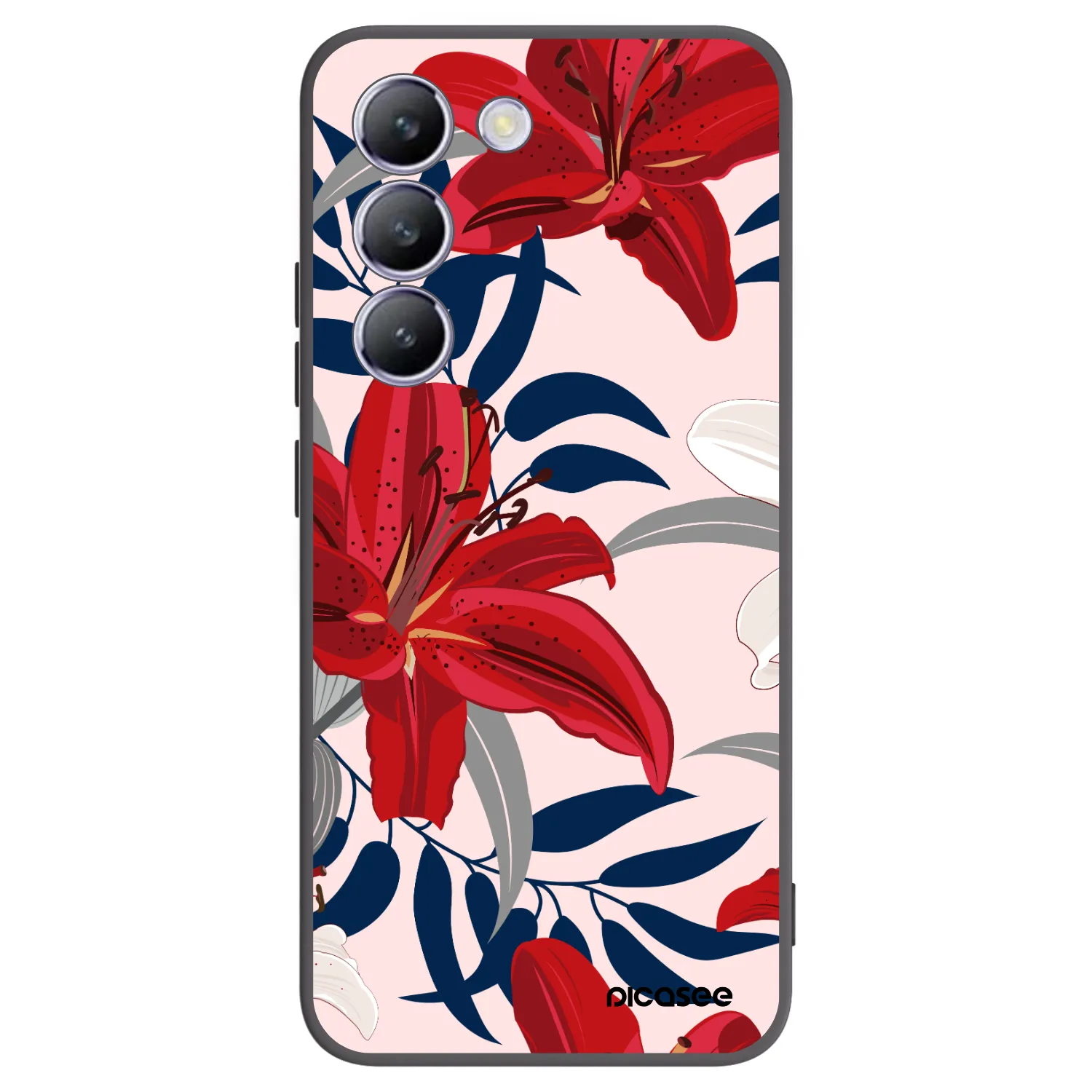 Picasee crna silikonska maskica za Vivo V40 SE 5G - Red Lily