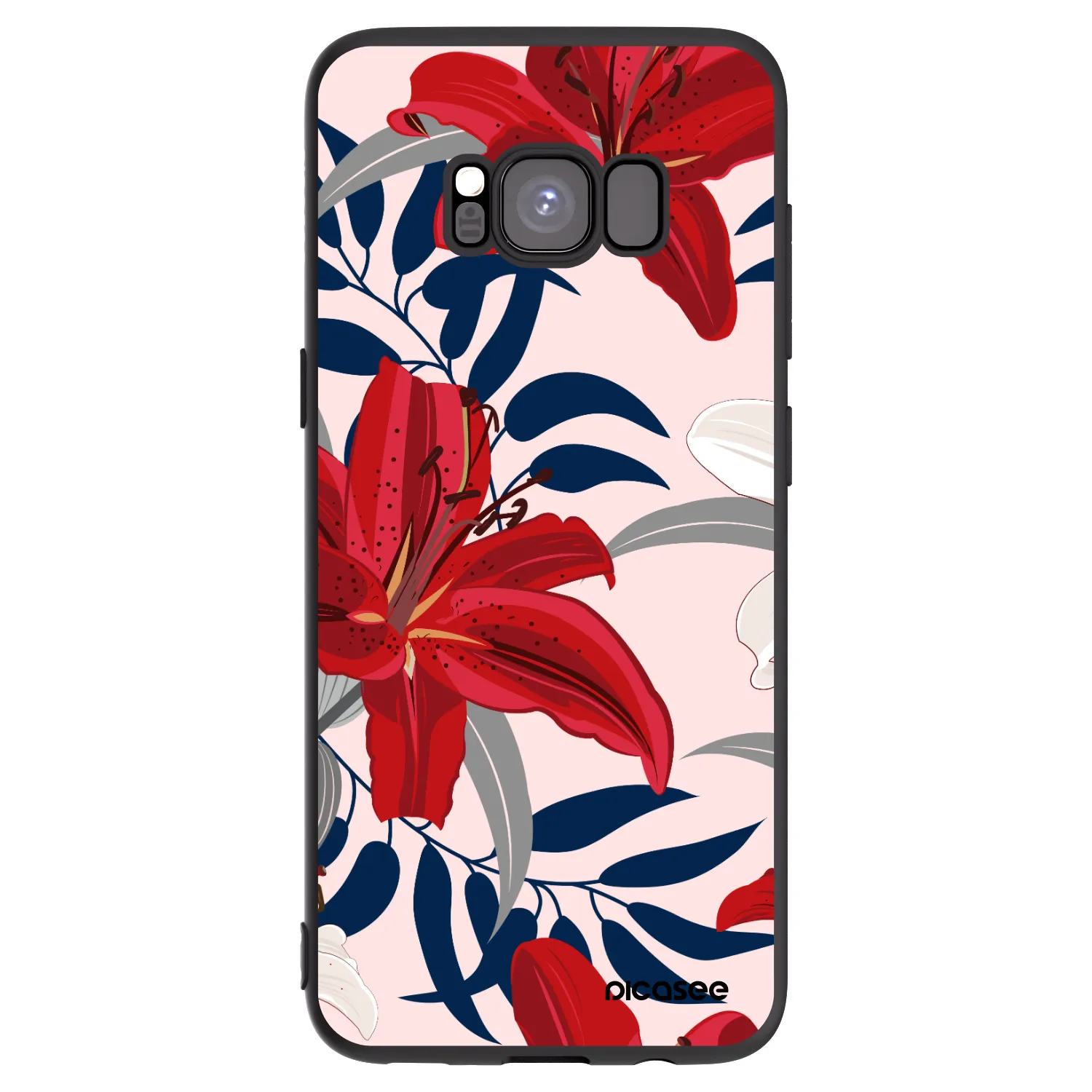 Picasee crna silikonska maskica za Samsung Galaxy S8 G950F - Red Lily