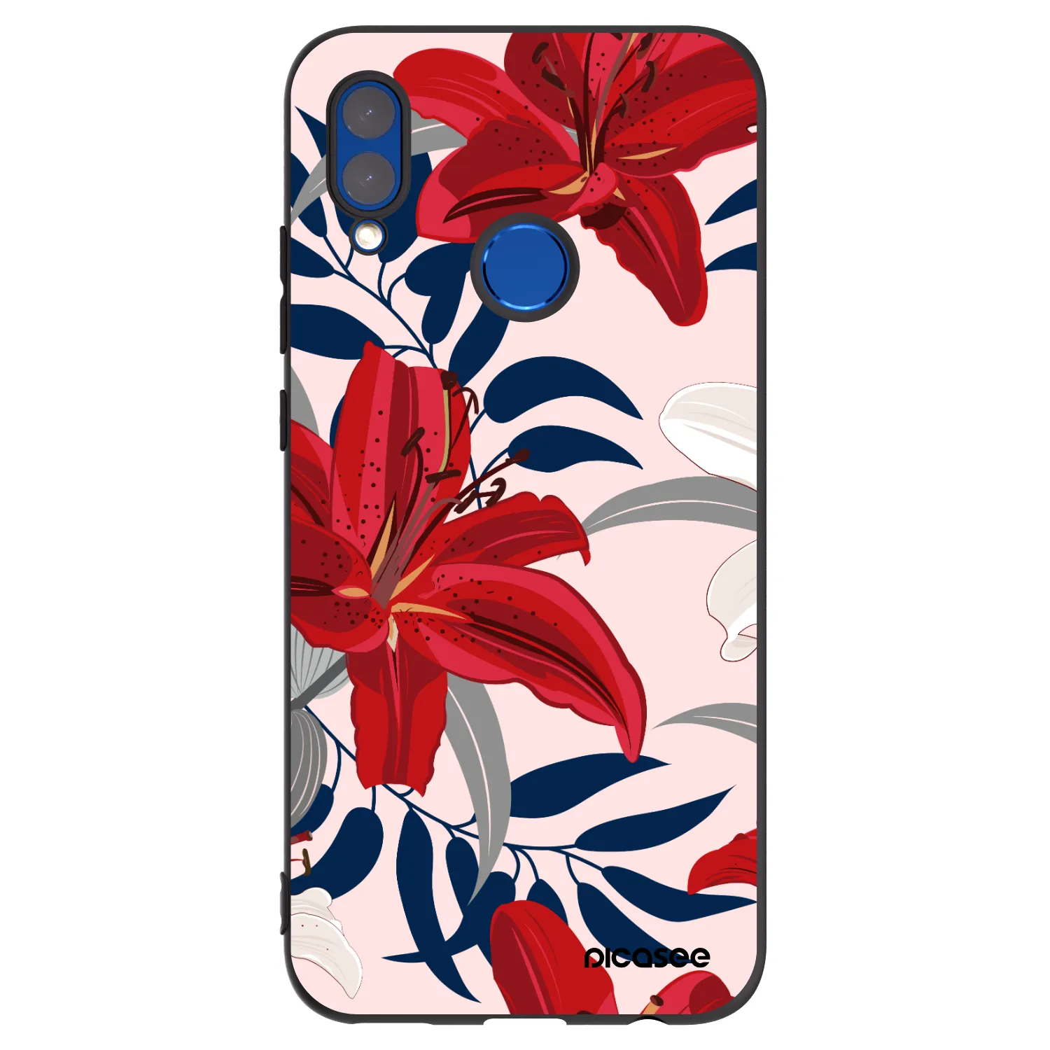 Picasee crna silikonska maskica za Honor 10 Lite - Red Lily