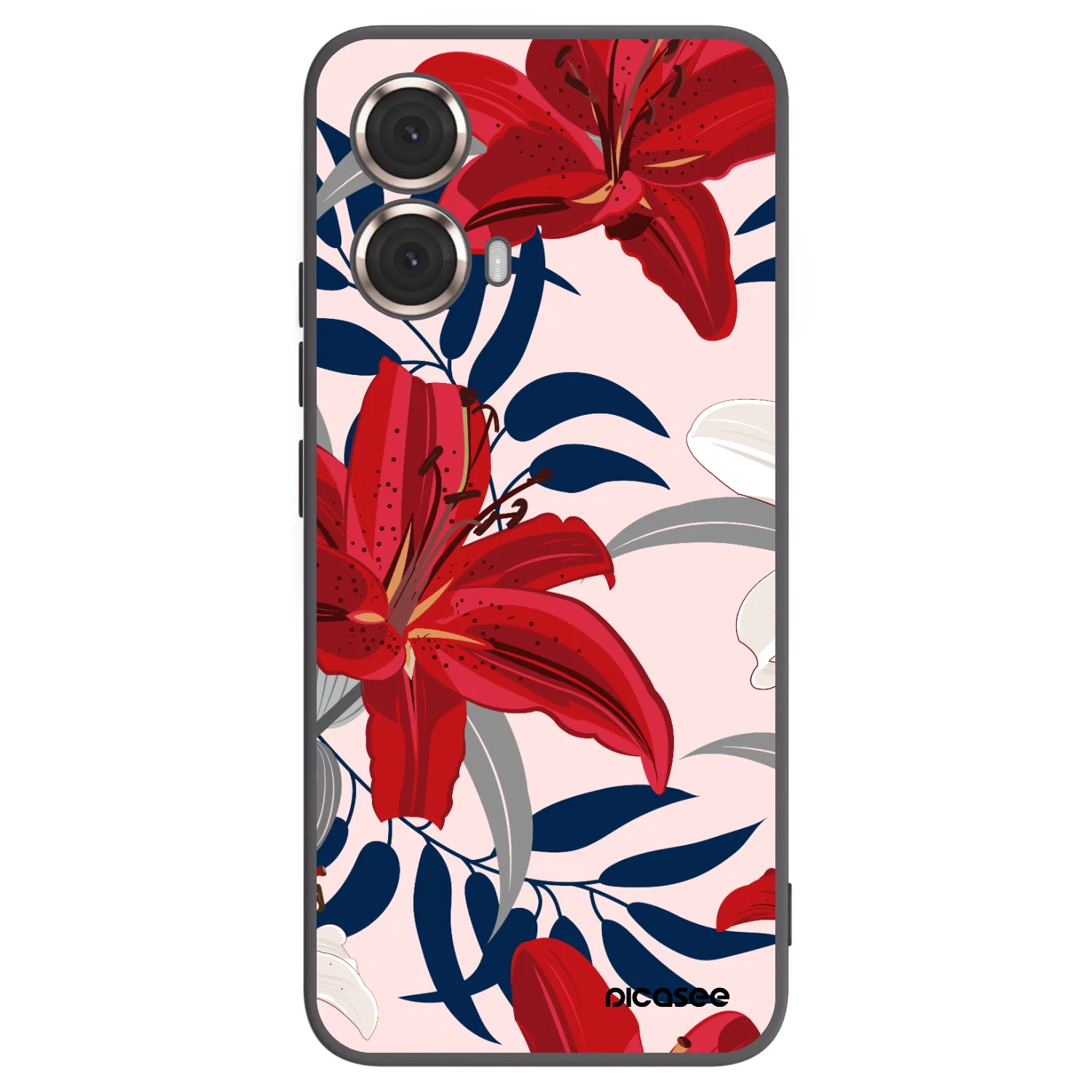Picasee crna silikonska maskica za Motorola Moto G85 - Red Lily