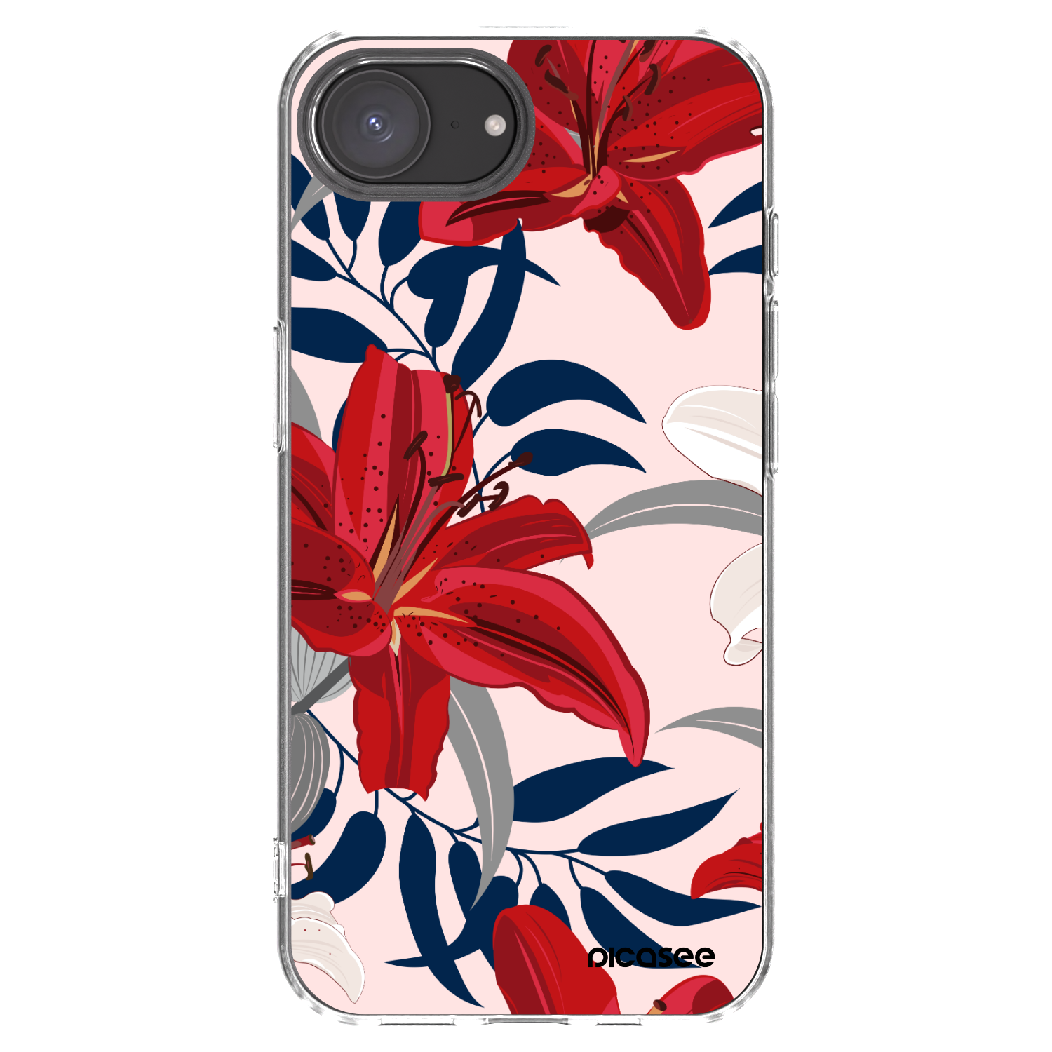 Picasee silikonska prozirna maskica za Apple iPhone 16e - Red Lily