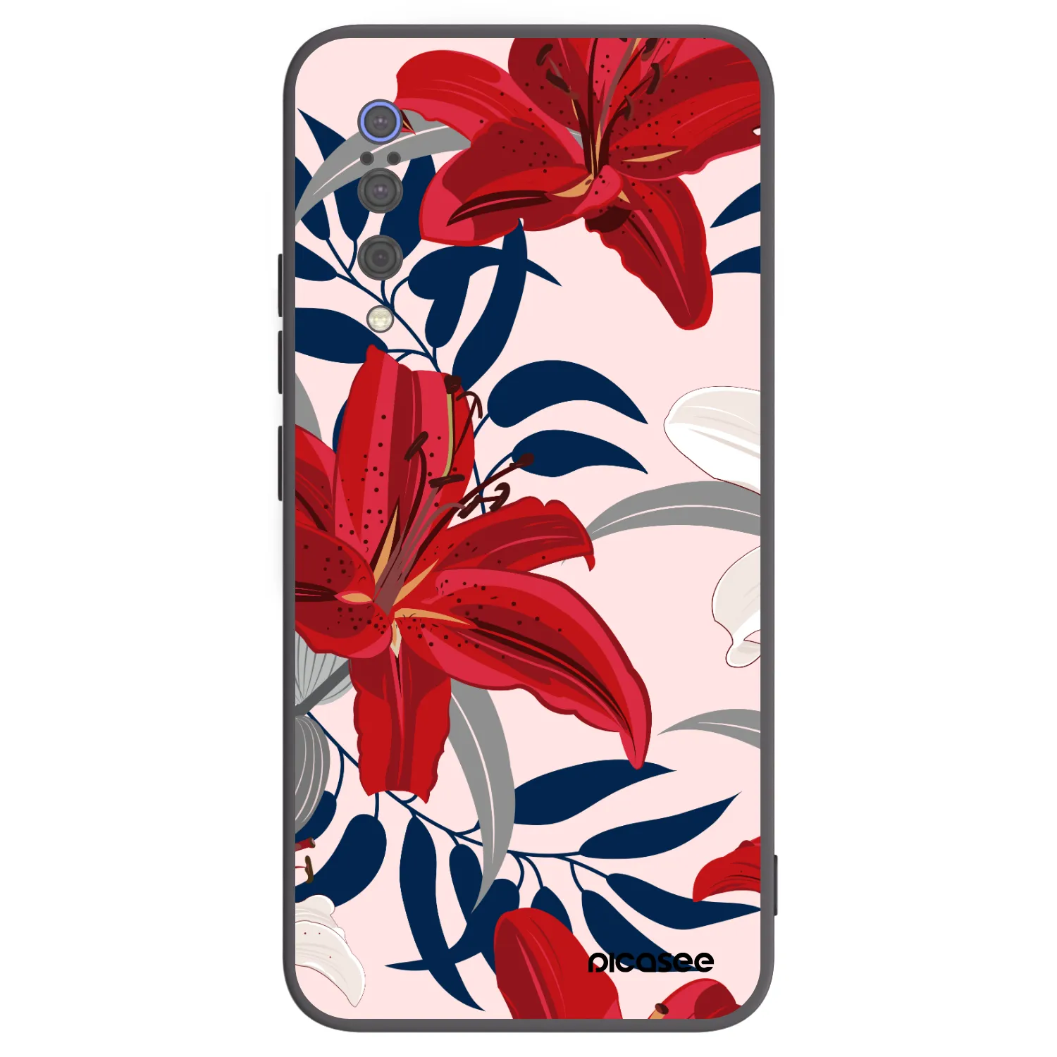 Picasee crna silikonska maskica za Xiaomi Mi 9 - Red Lily