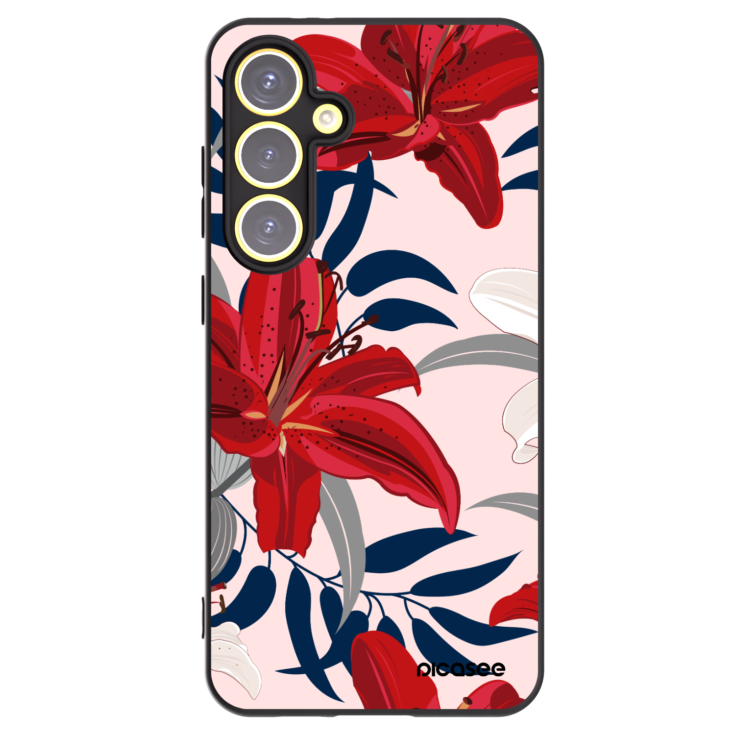 Picasee crna silikonska maskica za Samsung Galaxy S24 FE S721B - Red Lily