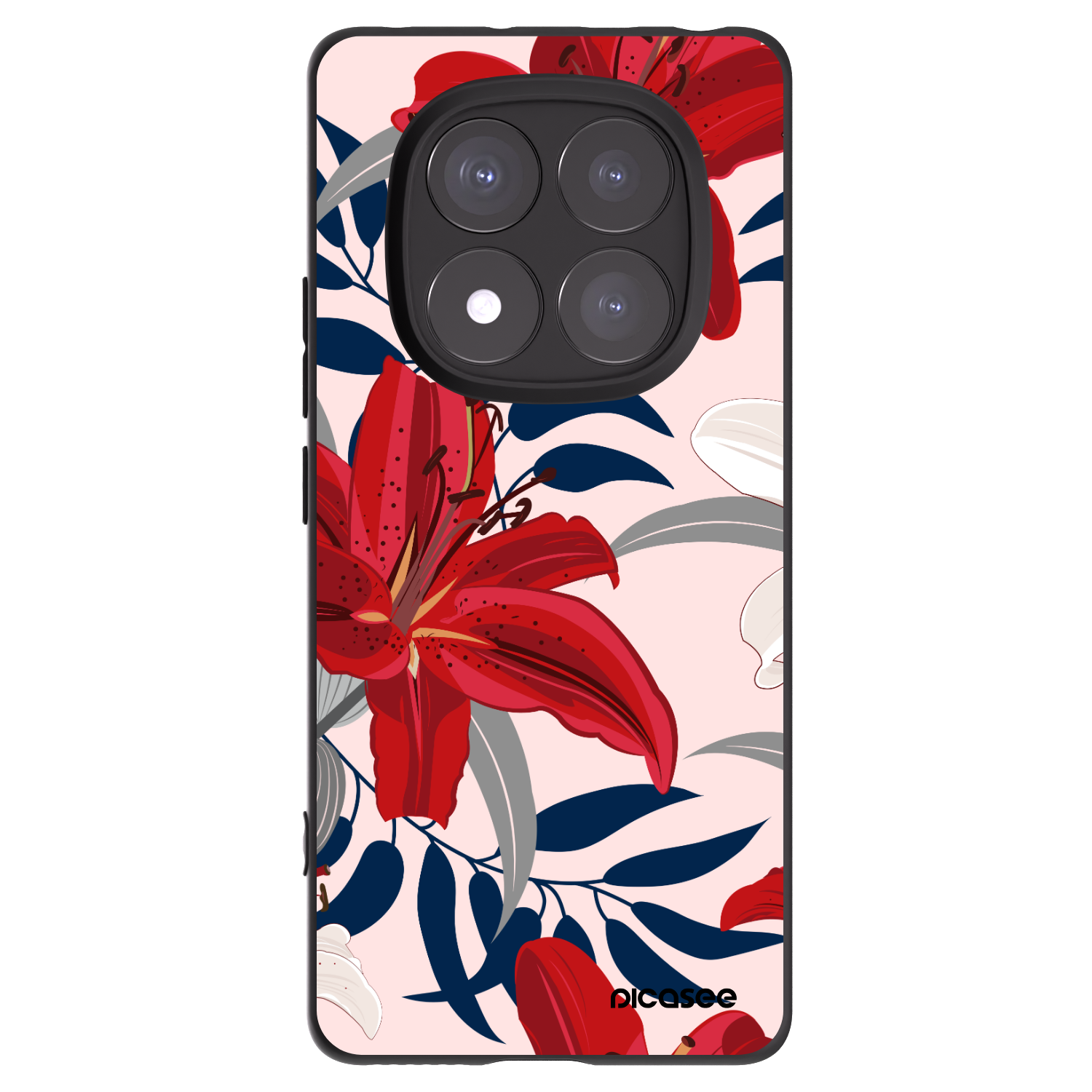 Picasee crna silikonska maskica za Xiaomi Redmi Note 14 Pro+ 5G - Red Lily