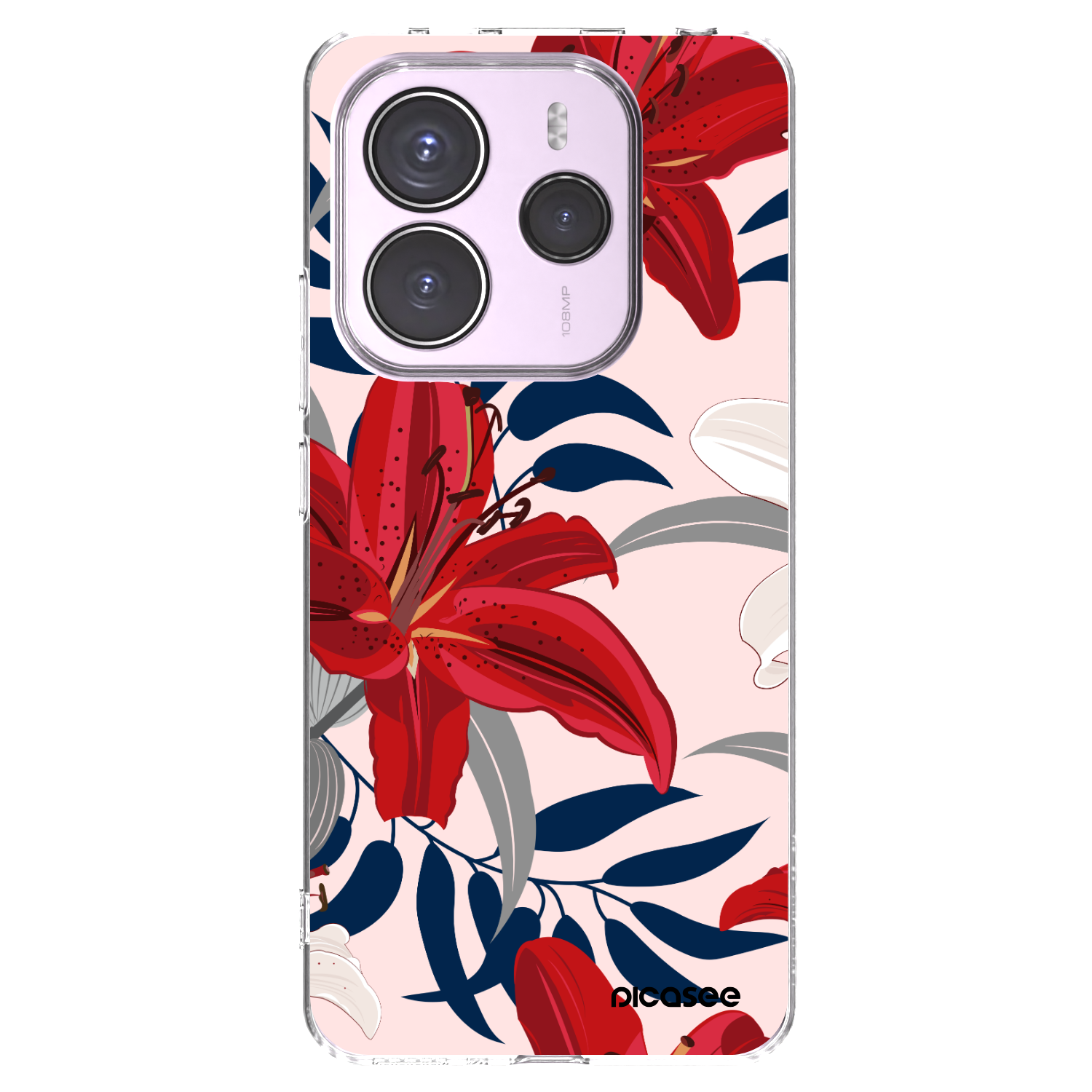 Picasee silikonska prozirna maskica za Xiaomi Redmi Note 14 5G - Red Lily