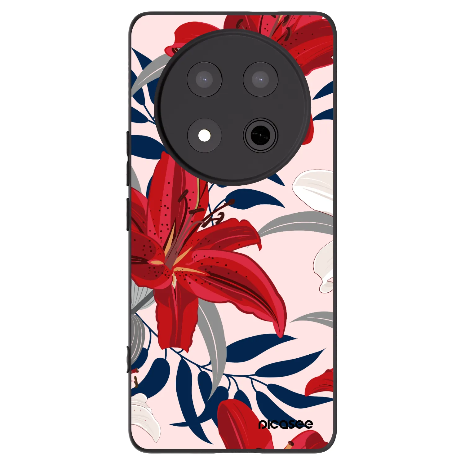 Picasee crna silikonska maskica za Honor Magic7 Lite 5G - Red Lily
