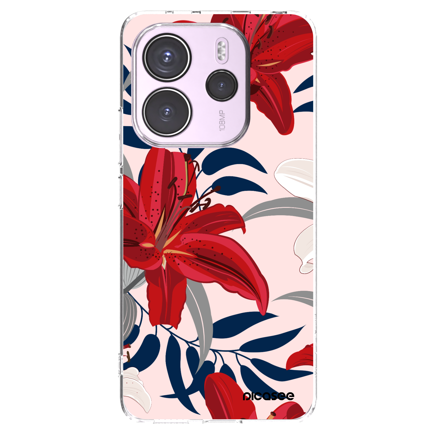 Picasee silikonska prozirna maskica za Xiaomi Redmi Note 14 4G - Red Lily