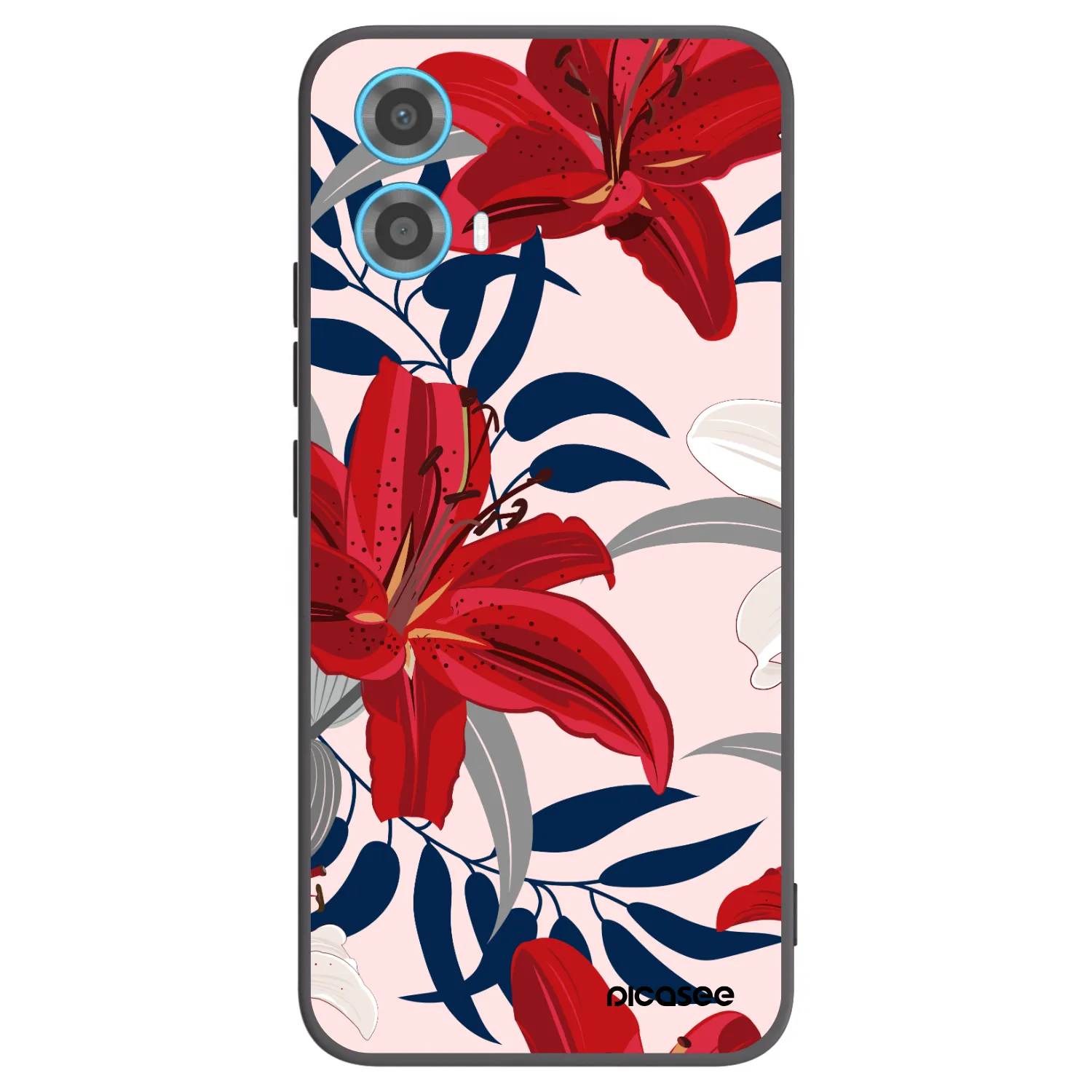 Picasee crna silikonska maskica za Motorola Moto G34 5G - Red Lily