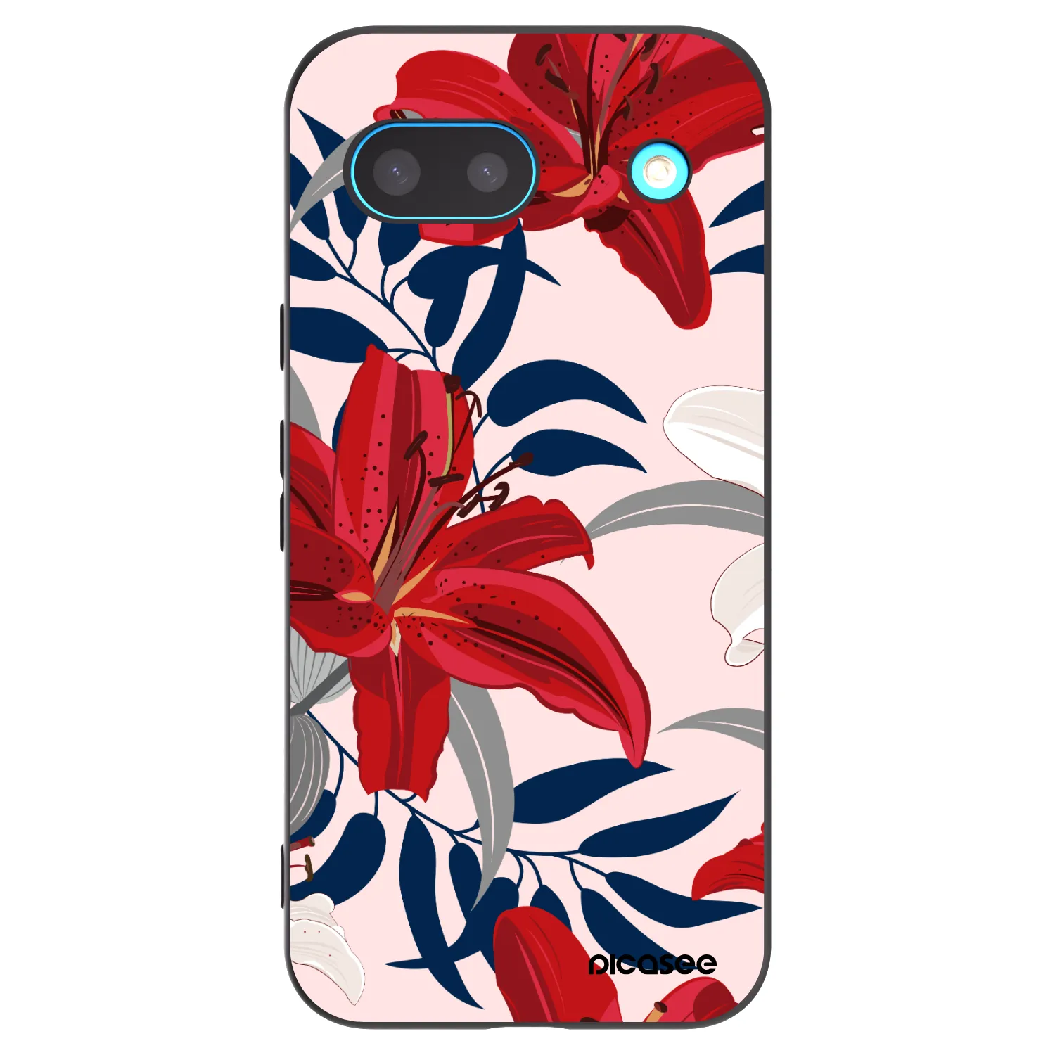 Picasee crna silikonska maskica za Google Pixel 8a - Red Lily