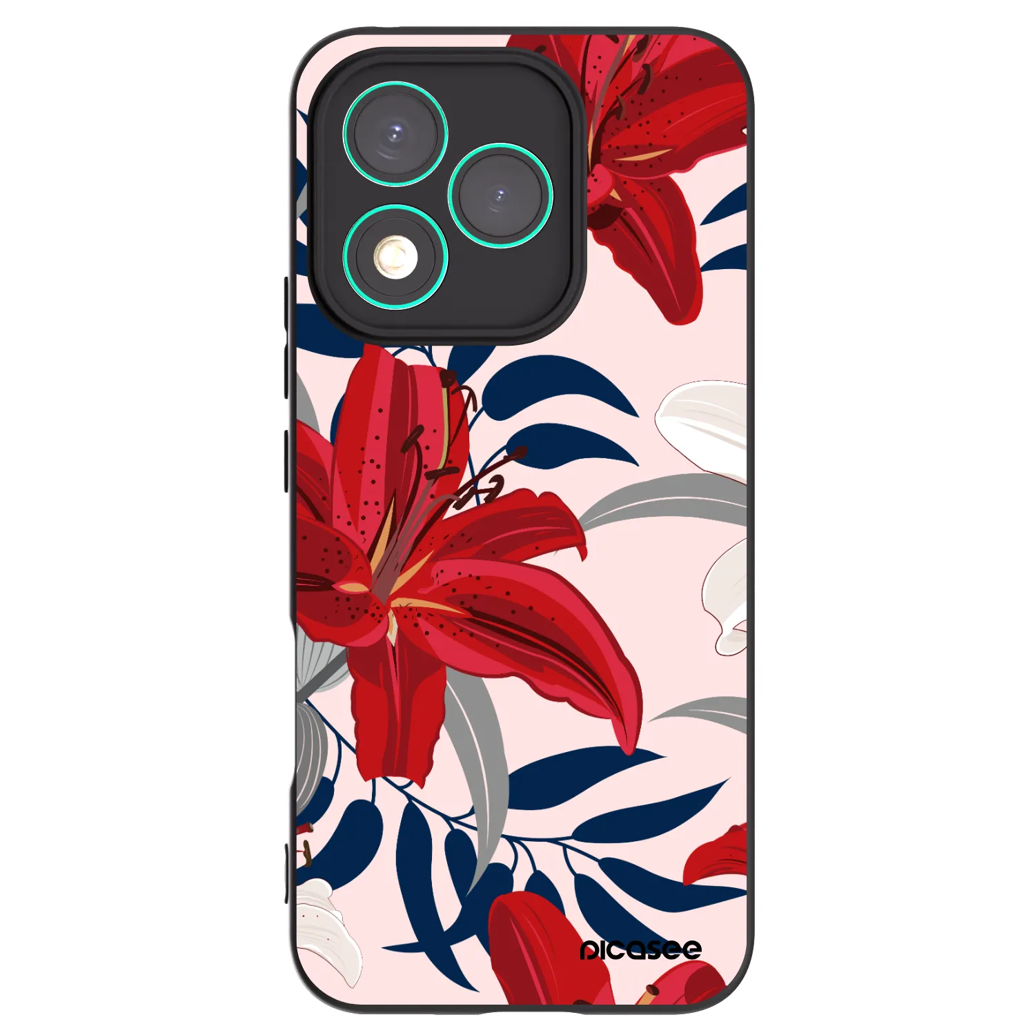 Picasee crna silikonska maskica za Honor 400 Lite 5G - Red Lily
