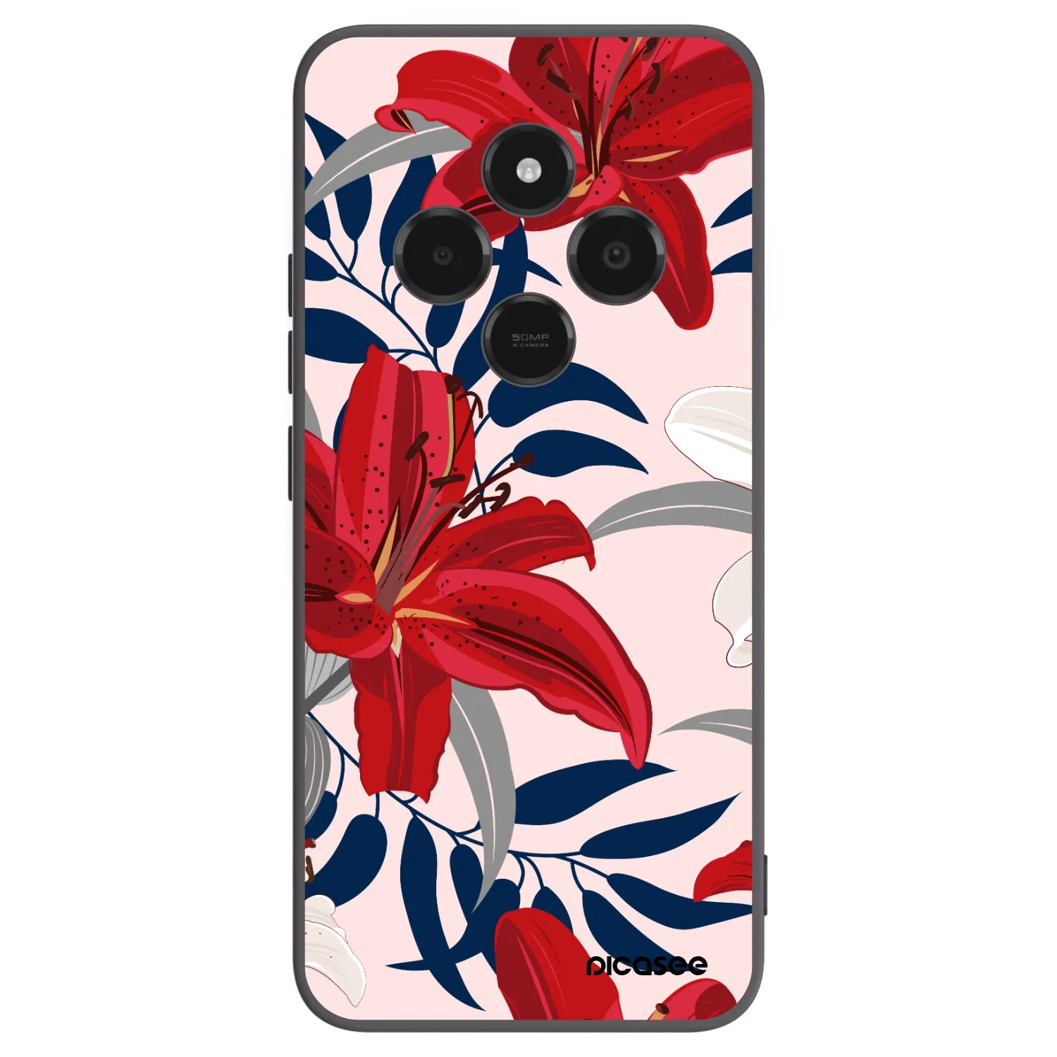 Picasee crna silikonska maskica za Xiaomi Poco C75 - Red Lily