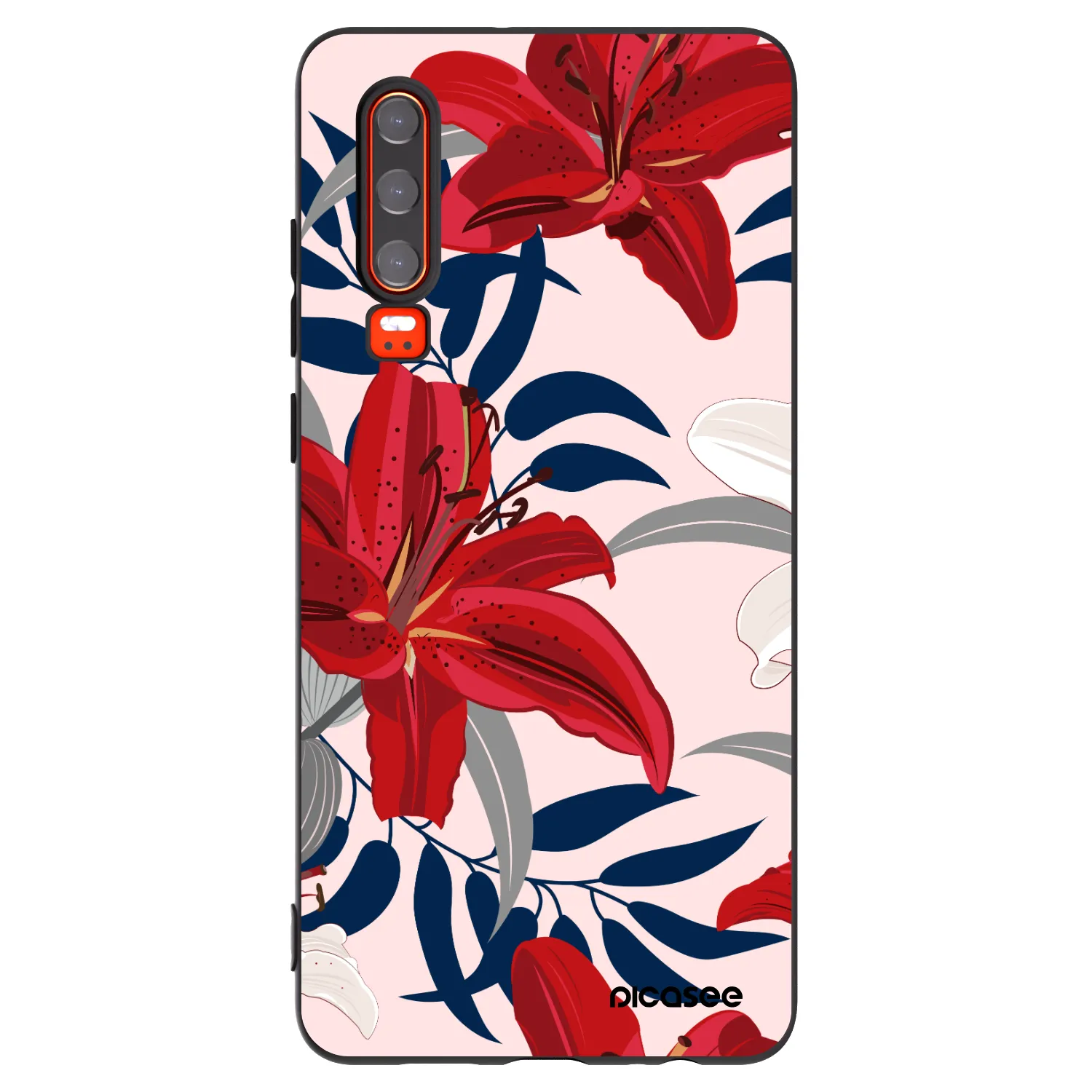 Picasee crna silikonska maskica za Huawei P30 - Red Lily
