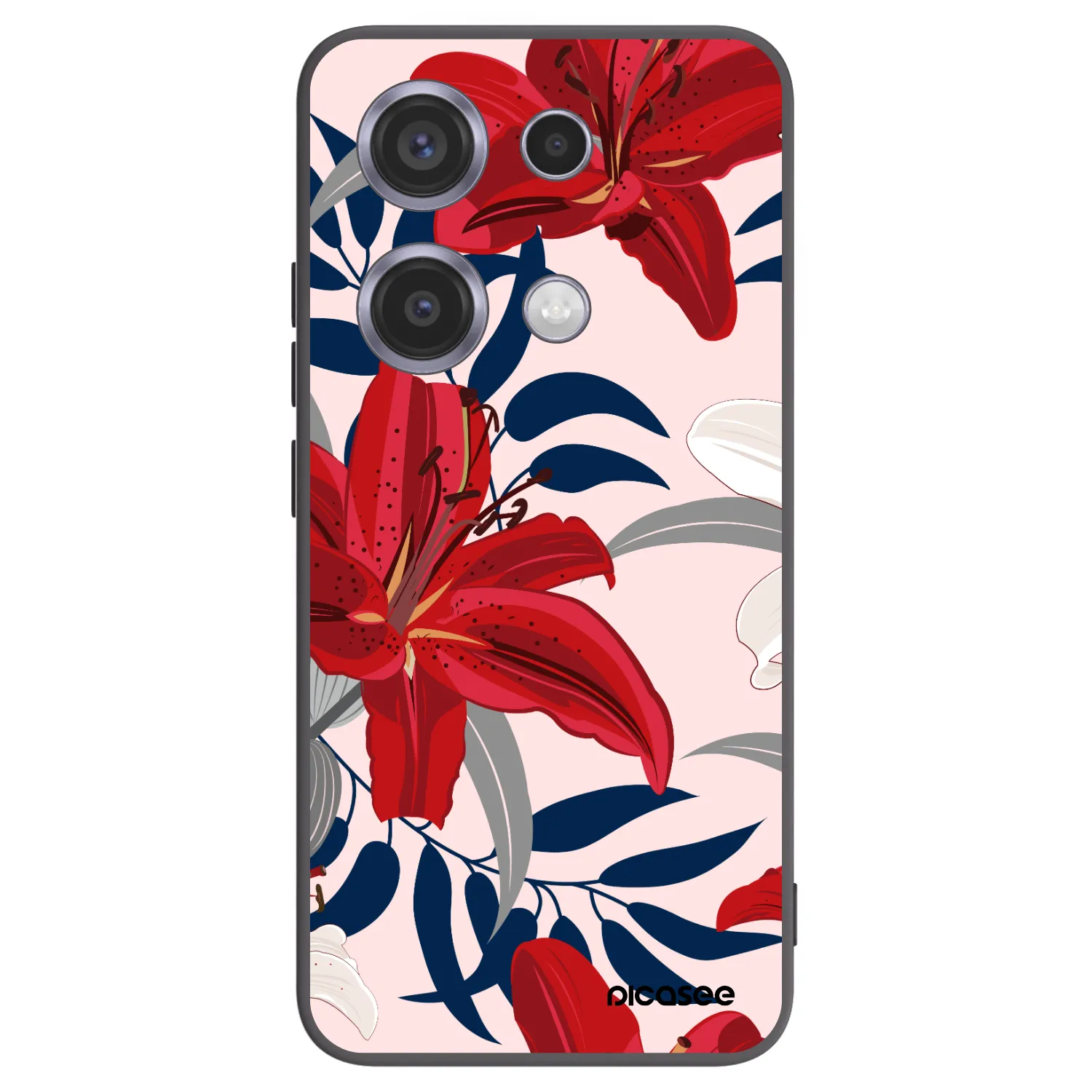Picasee crna silikonska maskica za Xiaomi Redmi Note 14S - Red Lily