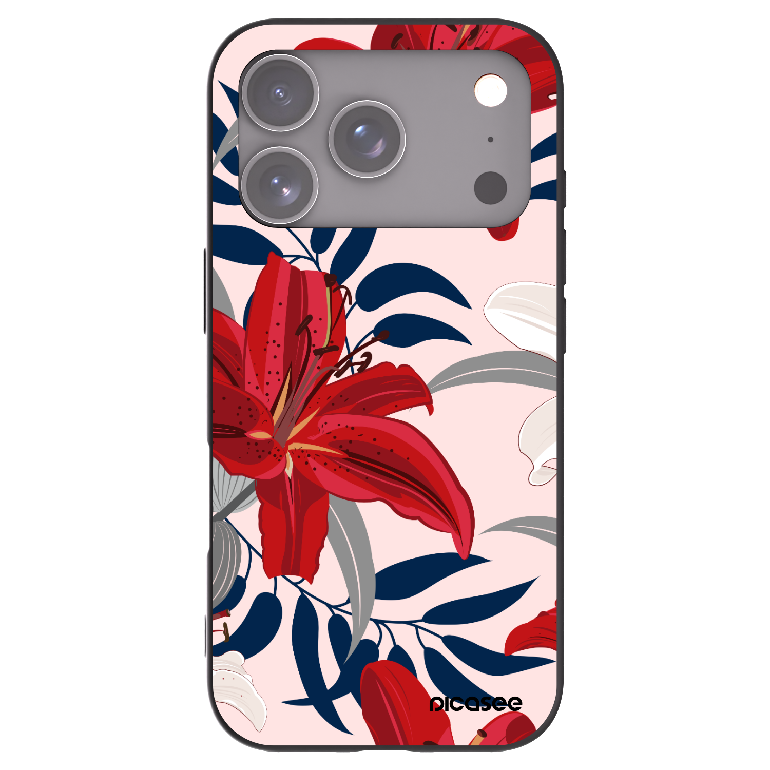 Picasee crna silikonska maskica za Apple iPhone 17 Pro - Red Lily