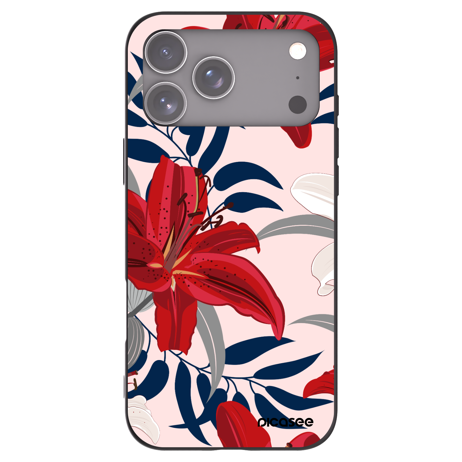 Picasee crna silikonska maskica za Apple iPhone 17 Pro Max - Red Lily