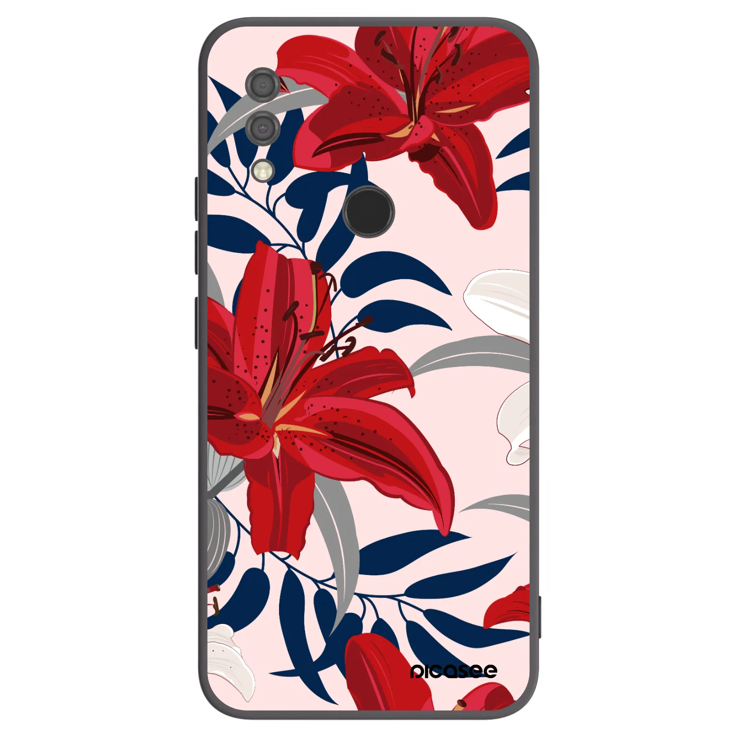 Picasee crna silikonska maskica za Xiaomi Redmi 7 - Red Lily