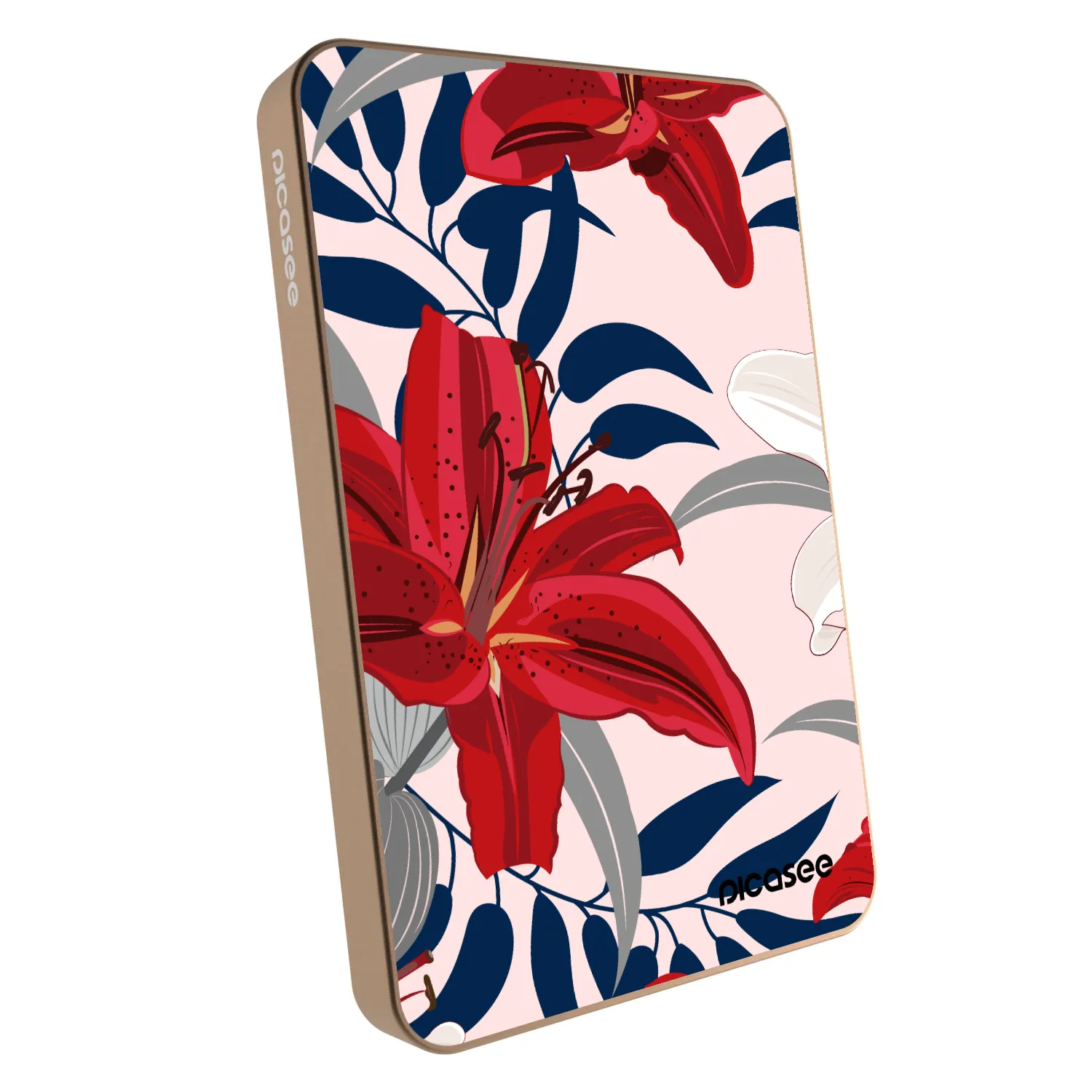 Picasee Prijenosni punjač s MagSafe 5 000 mAh Zlatni - Red Lily