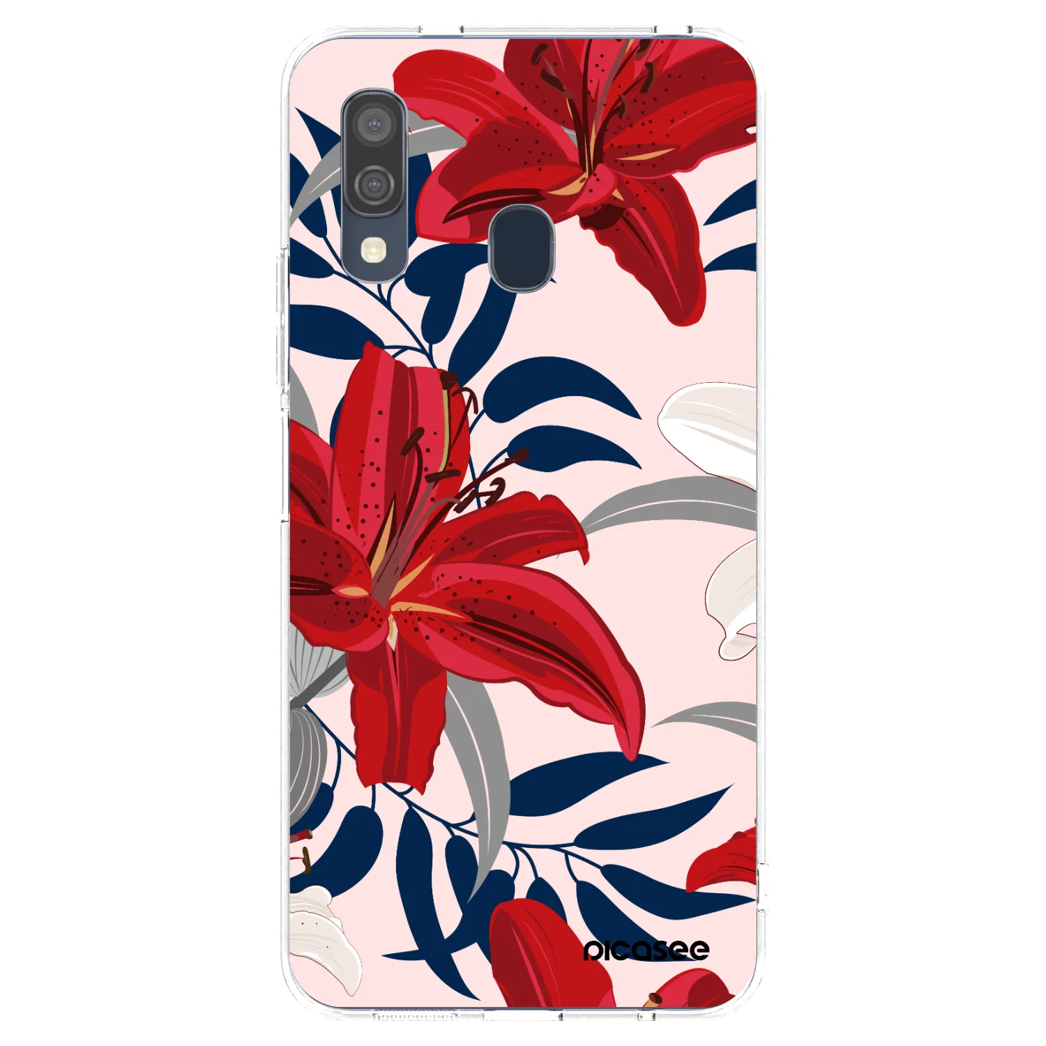 Picasee silikonska prozirna maskica za Samsung Galaxy A40 A405F - Red Lily