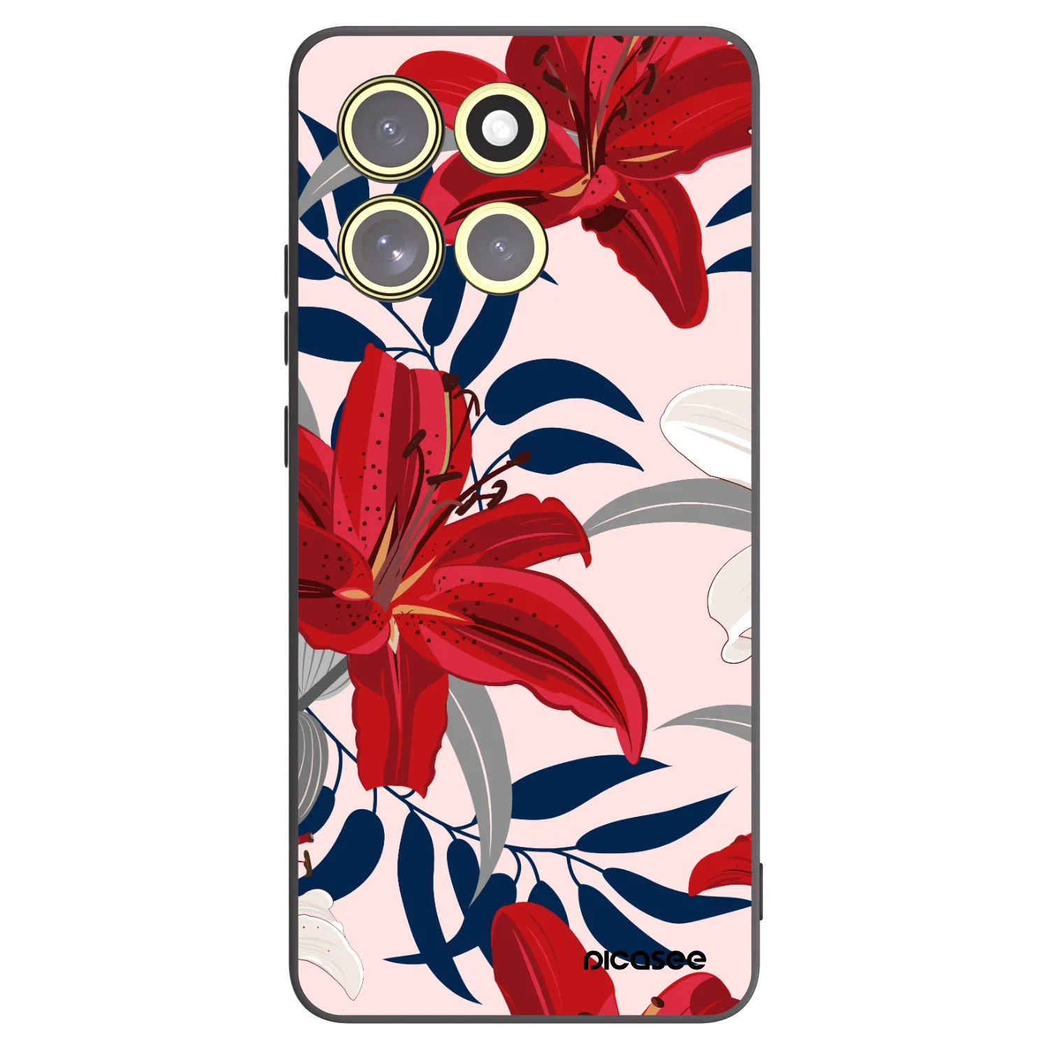 Picasee crna silikonska maskica za Motorola Moto G86 5G - Red Lily
