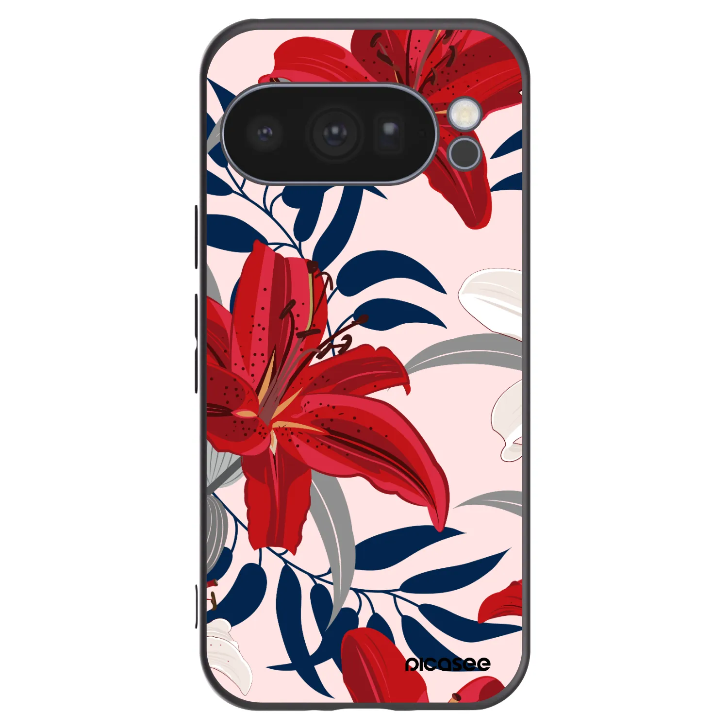 Picasee crna silikonska maskica za Google Pixel 10 Pro - Red Lily