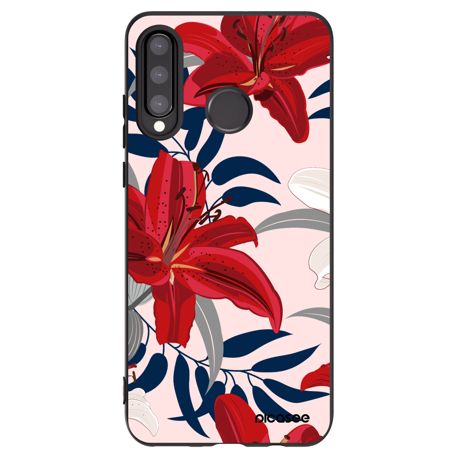 Picasee crna silikonska maskica za Huawei P30 Lite - Red Lily