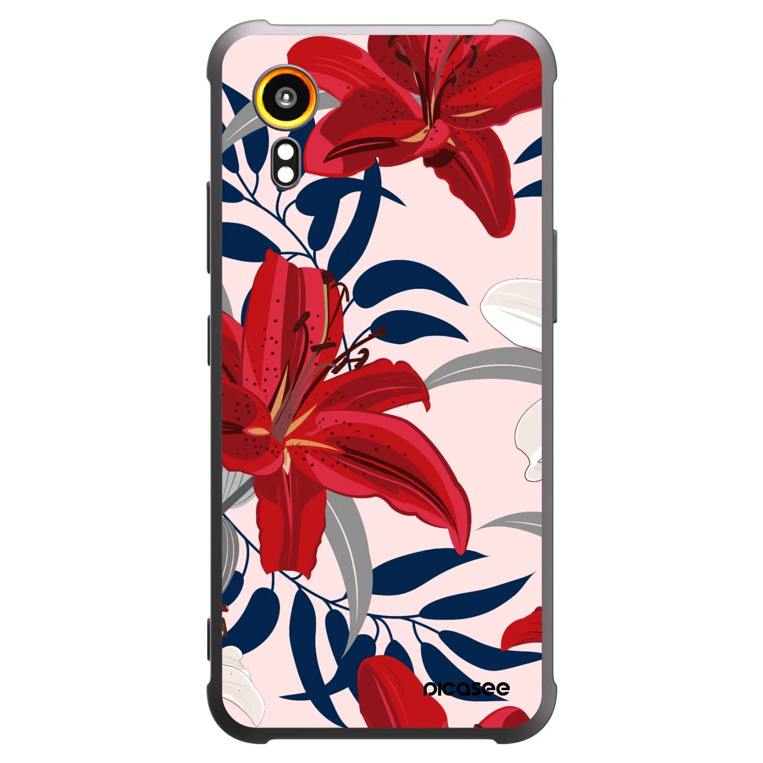 Picasee crna silikonska maskica za Samsung Galaxy Xcover 7 - Red Lily