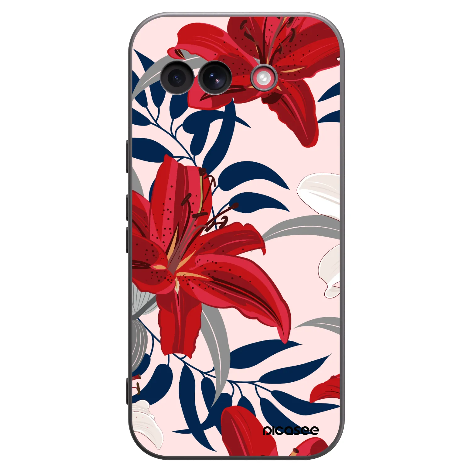 Picasee crna silikonska maskica za Google Pixel 10a - Red Lily