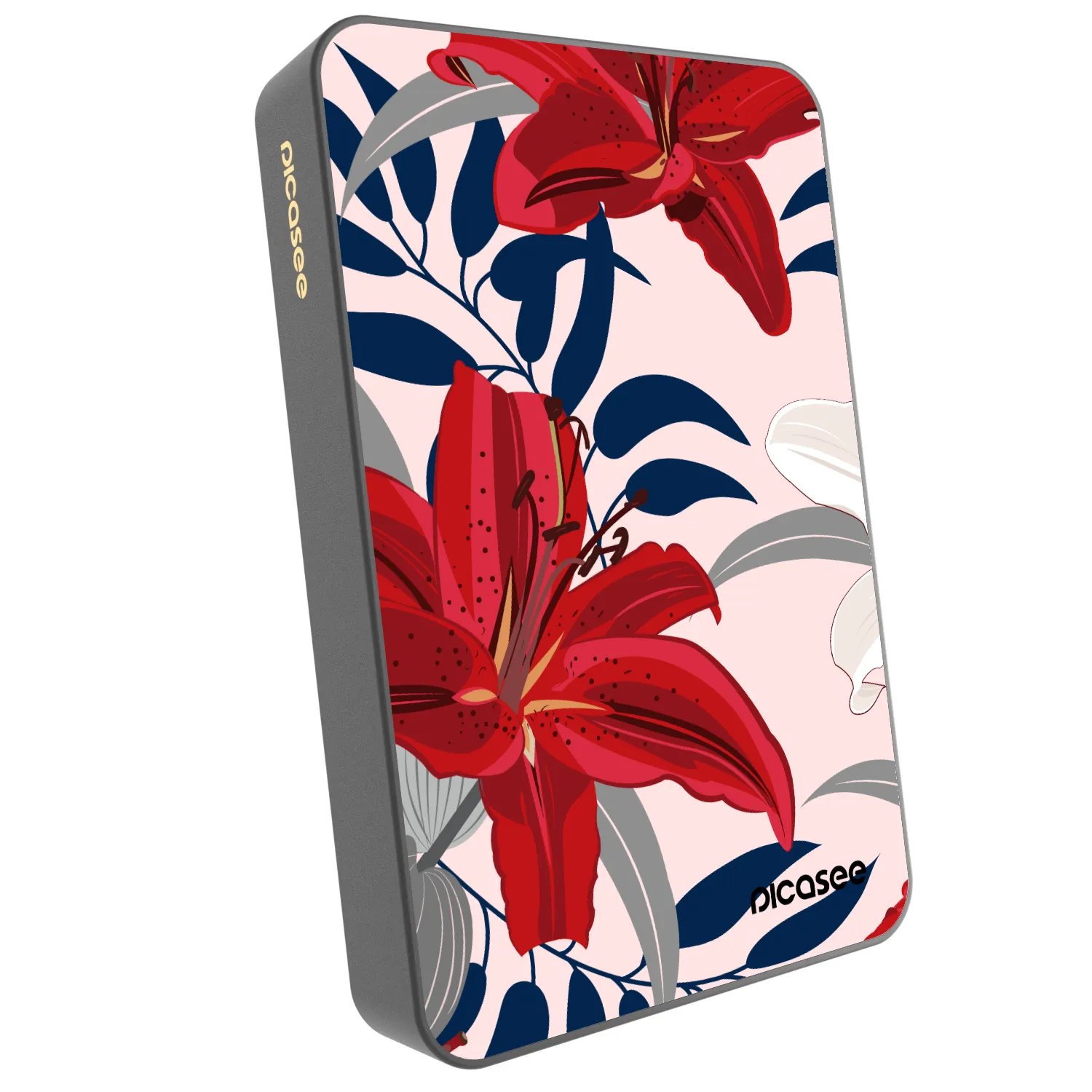 Picasee Prijenosni punjač s MagSafe 10 000 mAh Sivo - Red Lily