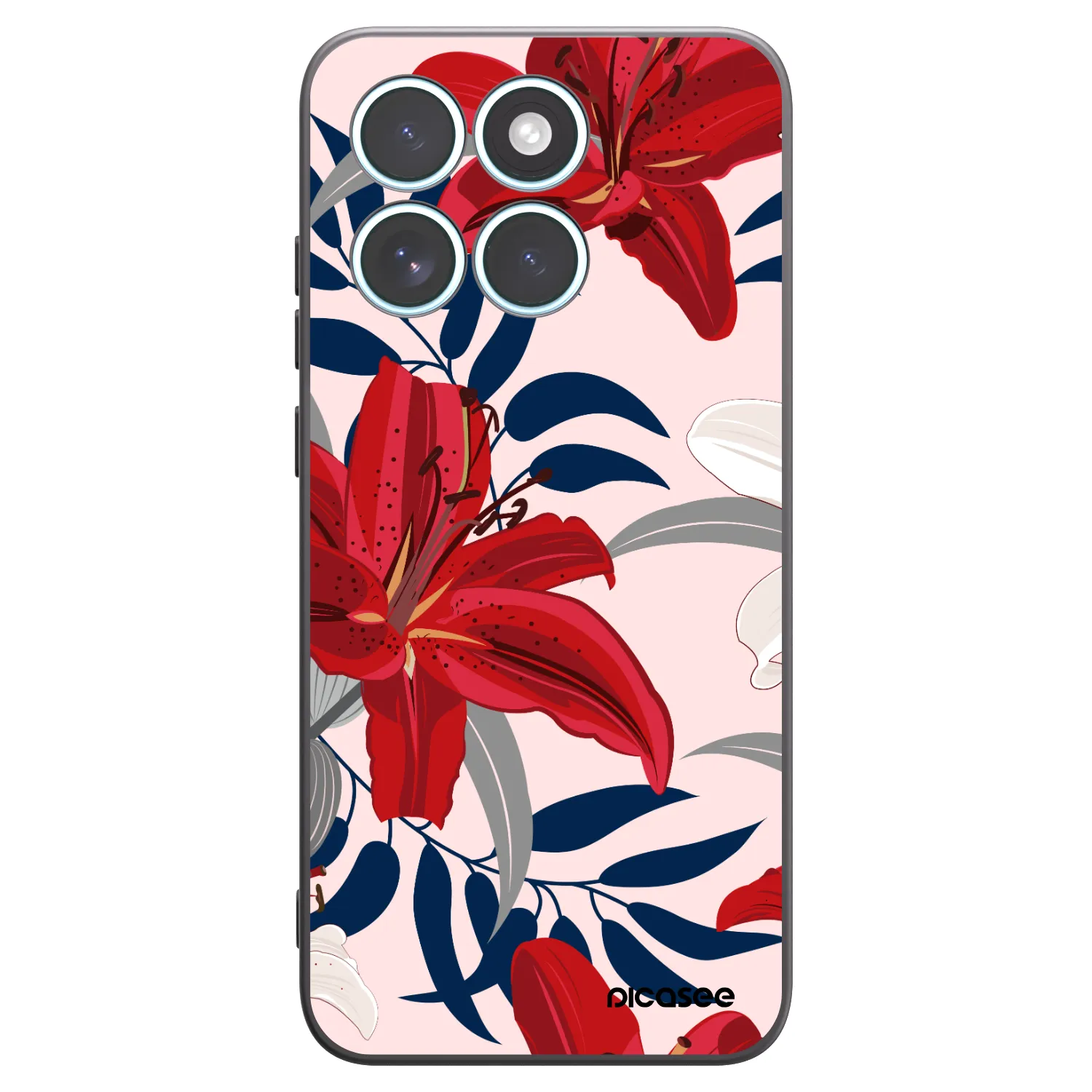 Picasee crna silikonska maskica za Motorola Edge 70 Fusion - Red Lily