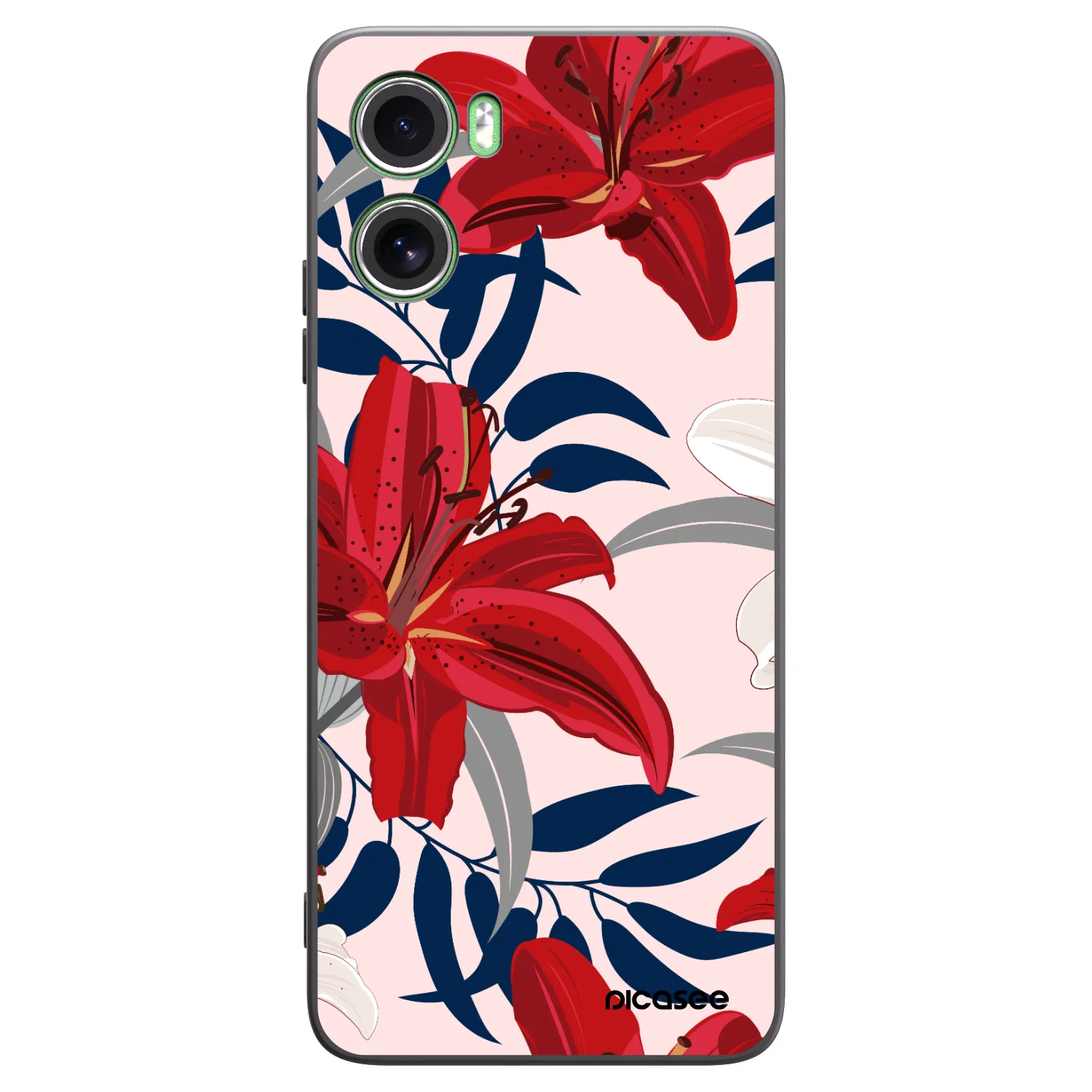 Picasee crna silikonska maskica za Motorola Moto G06 - Red Lily