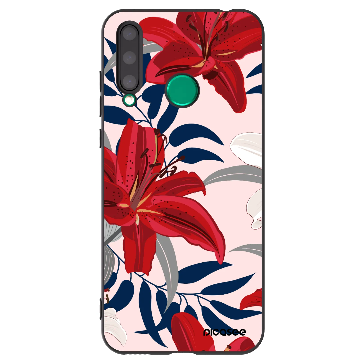 Picasee crna silikonska maskica za Honor 20 Lite - Red Lily