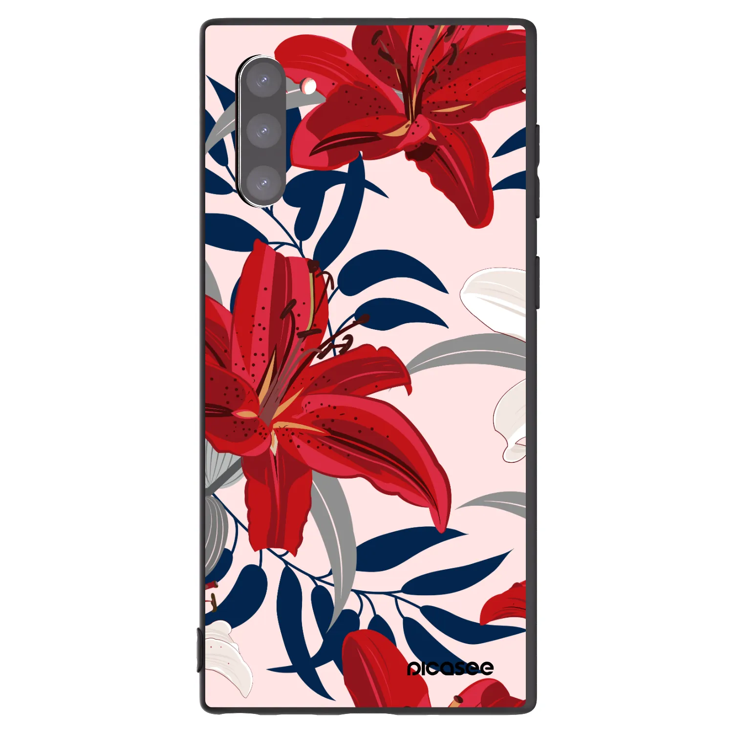 Picasee crna silikonska maskica za Samsung Galaxy Note 10 N970F - Red Lily