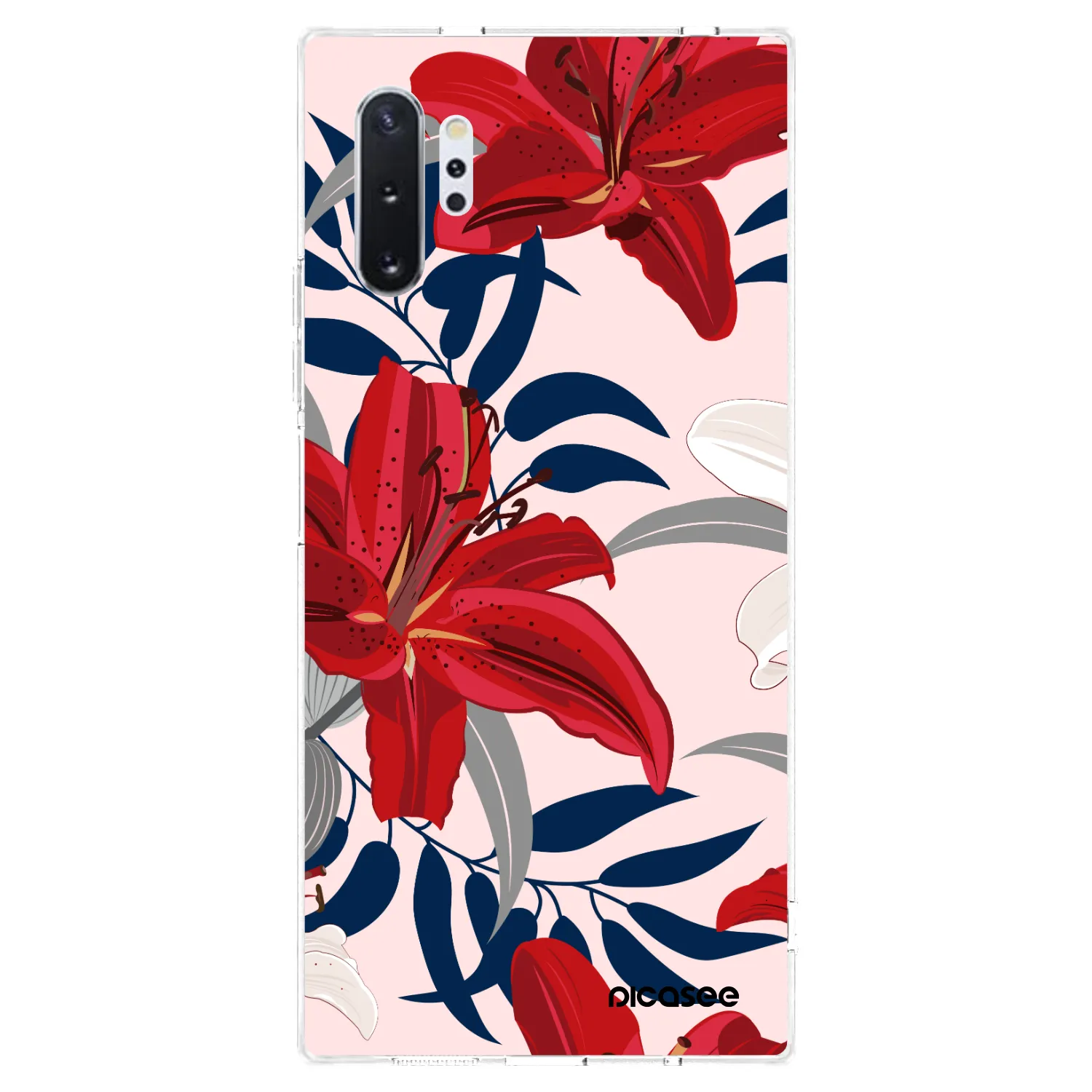 Picasee silikonska prozirna maskica za Samsung Galaxy Note 10+ N975F - Red Lily