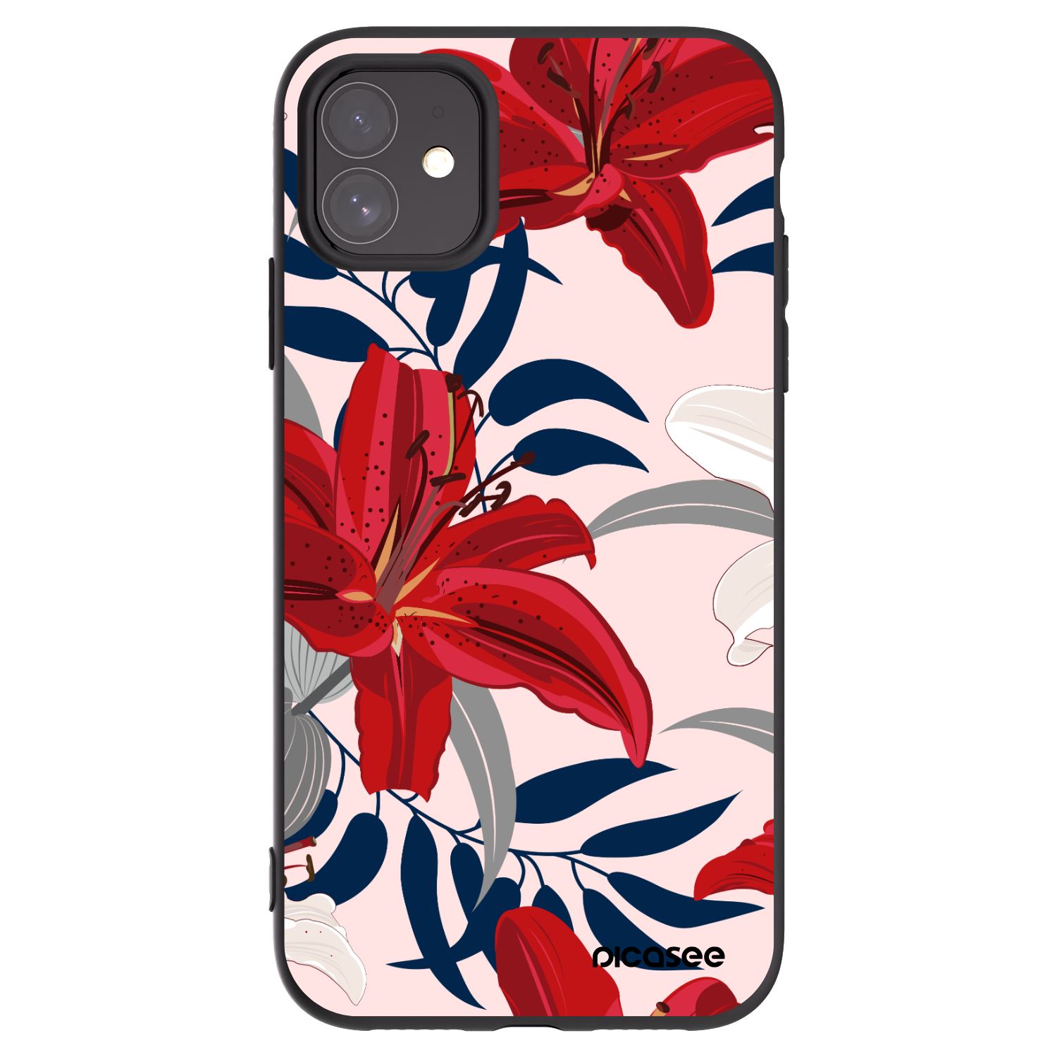 Picasee crna silikonska maskica za Apple iPhone 11 - Red Lily
