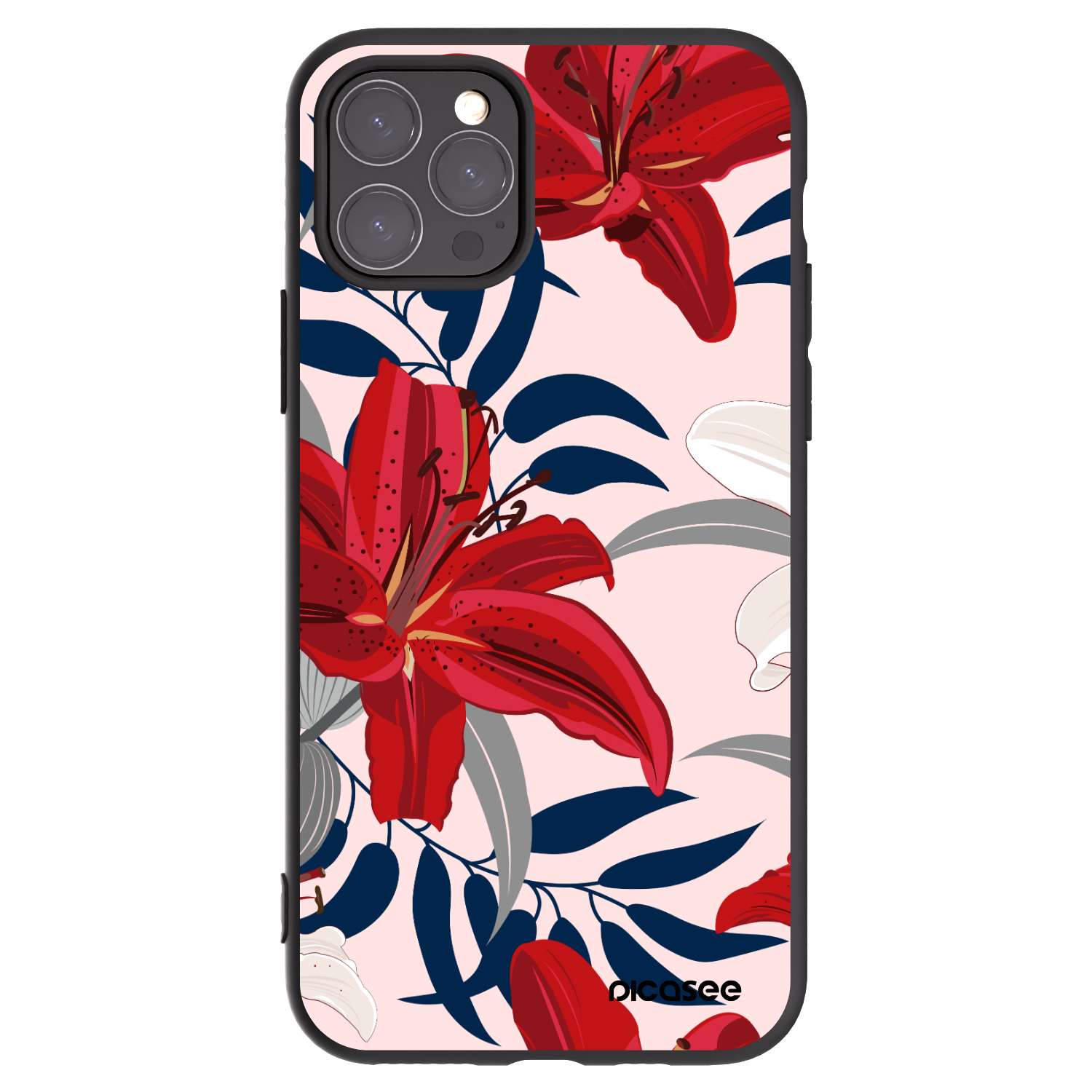 Picasee crna silikonska maskica za Apple iPhone 11 Pro - Red Lily