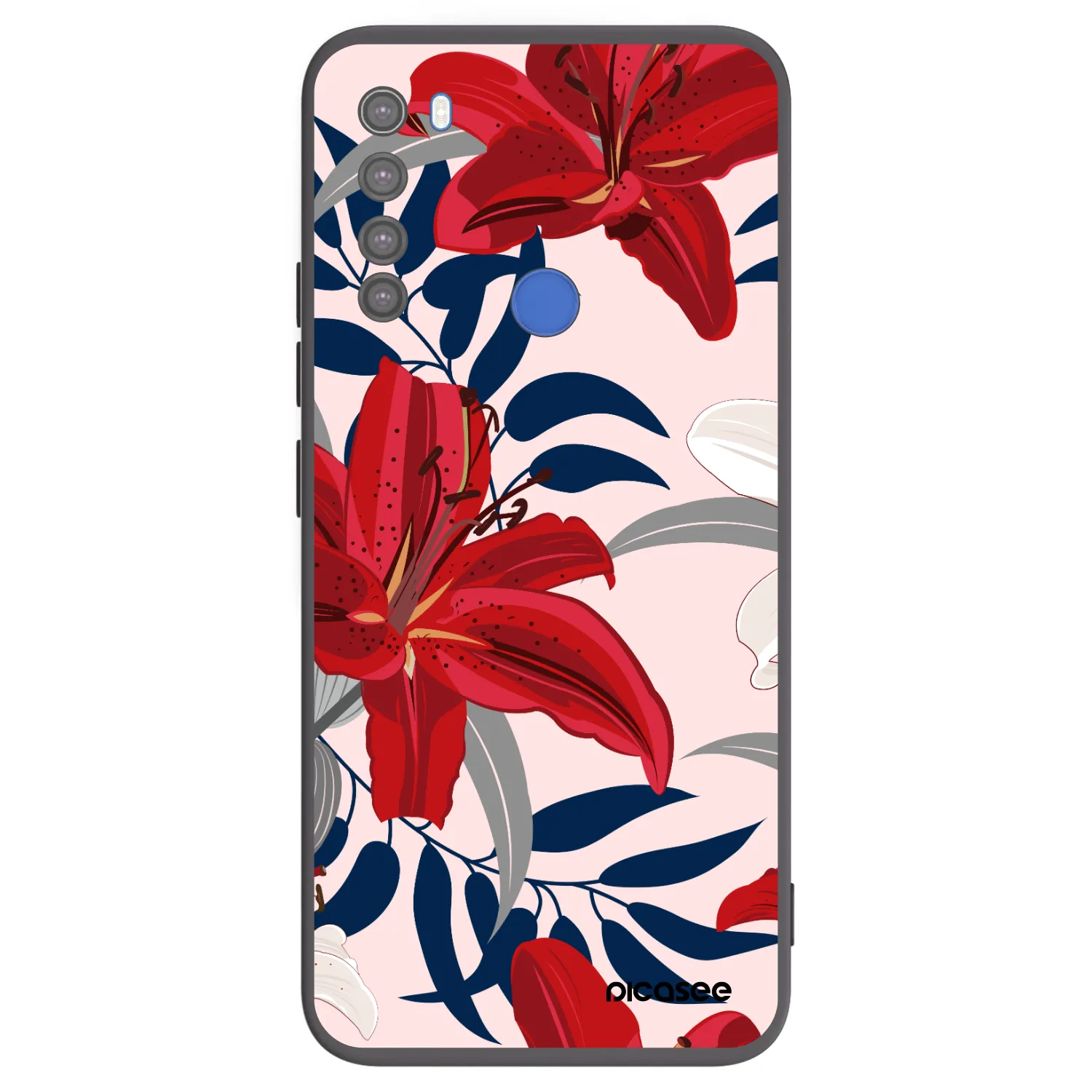 Picasee crna silikonska maskica za Xiaomi Redmi Note 8T - Red Lily