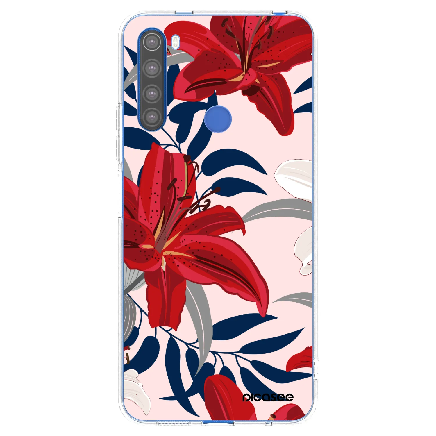 Picasee silikonska prozirna maskica za Xiaomi Redmi Note 8T - Red Lily