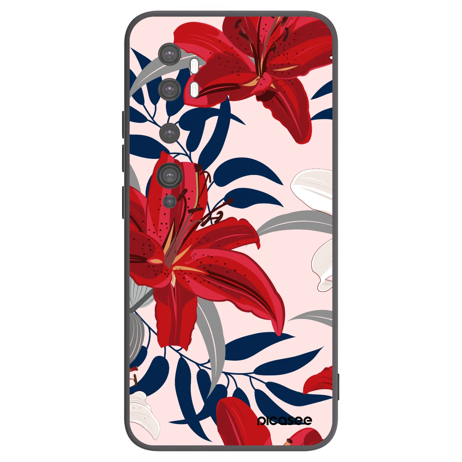 Picasee crna silikonska maskica za Xiaomi Mi Note 10 (Pro) - Red Lily