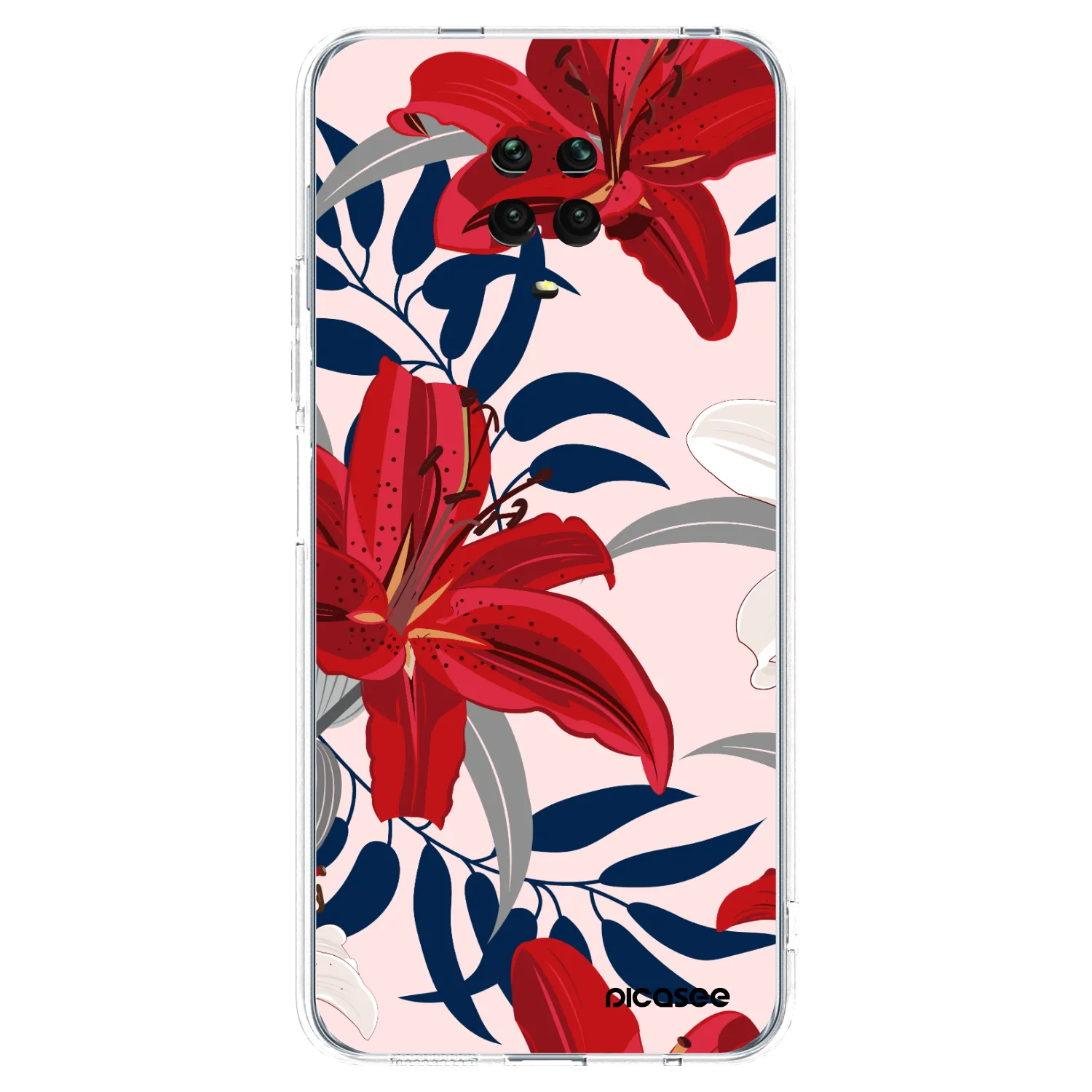 Picasee silikonska prozirna maskica za Xiaomi Redmi Note 9 Pro - Red Lily