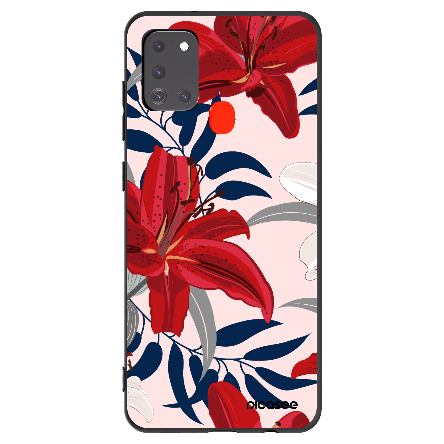 Picasee crna silikonska maskica za Samsung Galaxy A21s - Red Lily