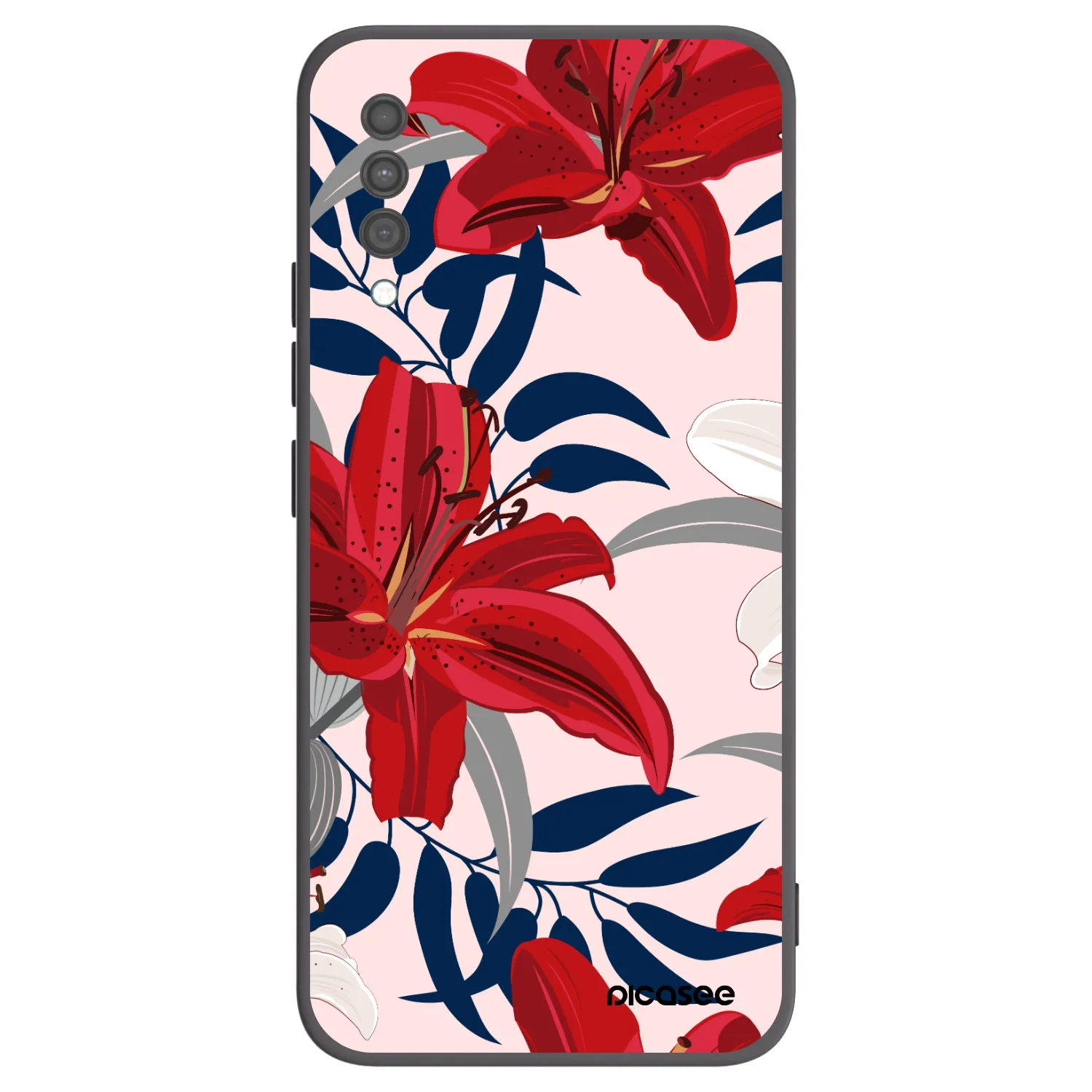 Picasee crna silikonska maskica za Samsung Galaxy A30s A307F - Red Lily