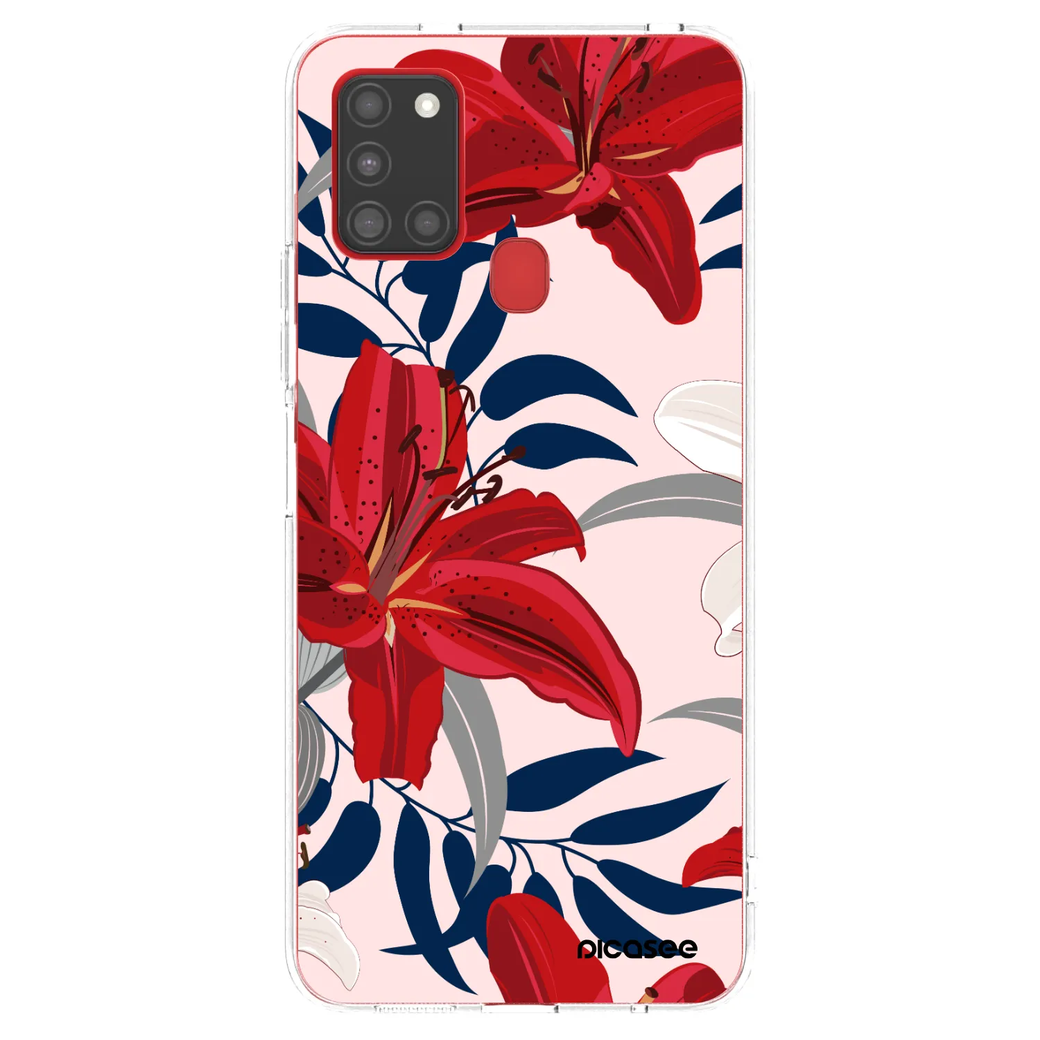 Picasee silikonska prozirna maskica za Samsung Galaxy A21s - Red Lily