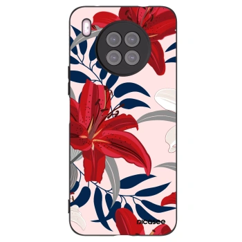 Picasee crna silikonska maskica za Huawei Nova 8i - Red Lily
