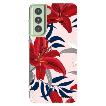 Picasee silikonska prozirna maskica za Samsung Galaxy S21 FE 5G - Red Lily