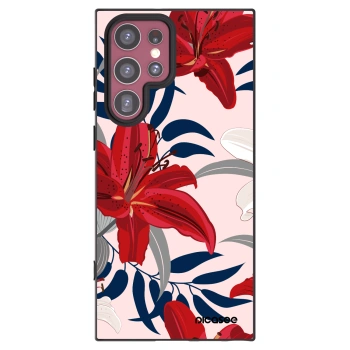 Picasee crna silikonska maskica za Samsung Galaxy S22 Ultra 5G - Red Lily